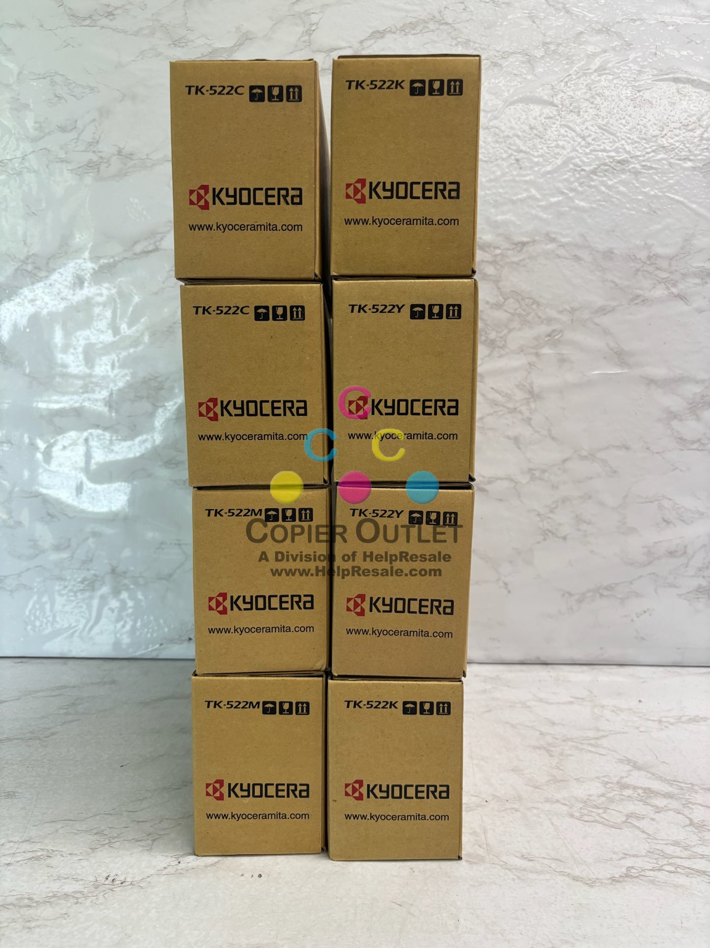 8 Genuine Kyocera C5015N Cyan Mag, Yellow & Black Toners TK522 TK-522 CMYK Toners