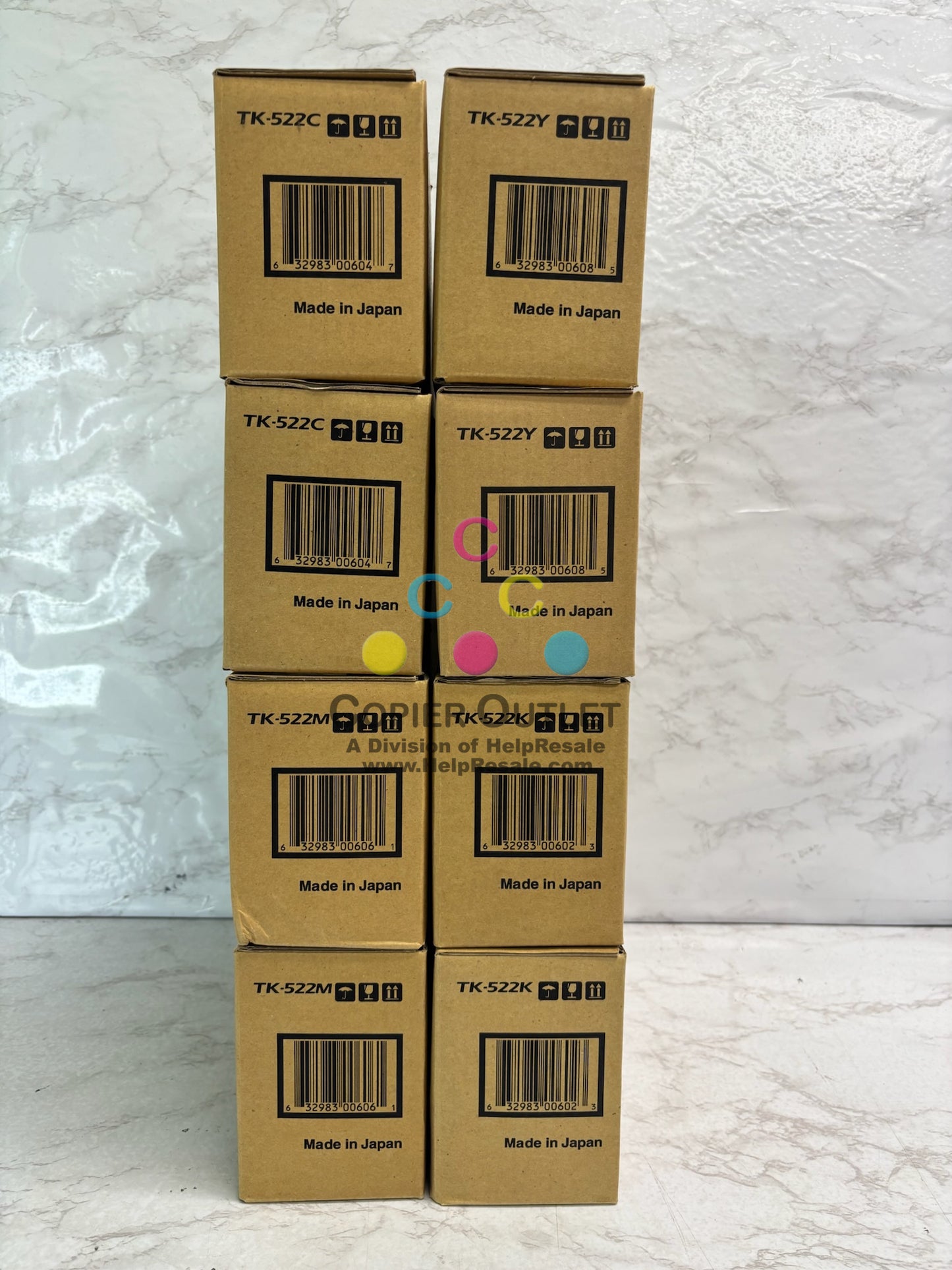8 Genuine Kyocera C5015N Cyan Mag, Yellow & Black Toners TK522 TK-522 CMYK Toners