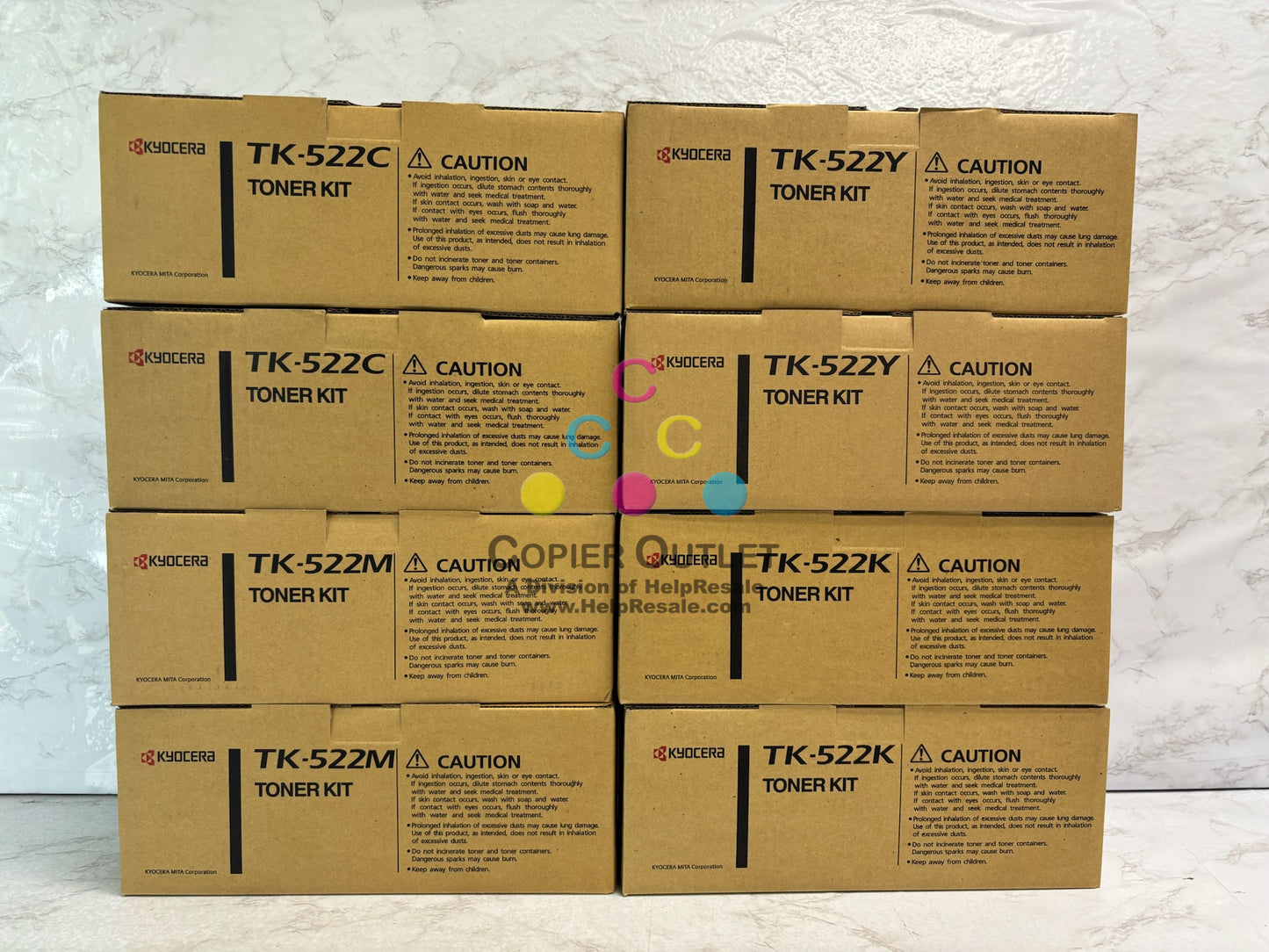 8 Genuine Kyocera C5015N Cyan Mag, Yellow & Black Toners TK522 TK-522 CMYK Toners