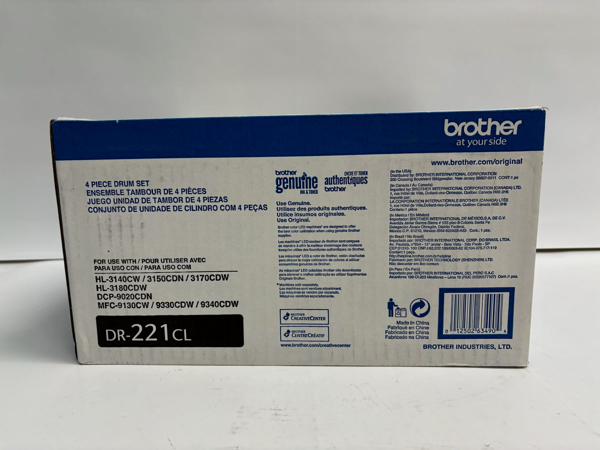 Genuine Brother HL-3140CW, HL-3180CDW, MFC-9130CW DR-221CL (4 Piece Drum Set)