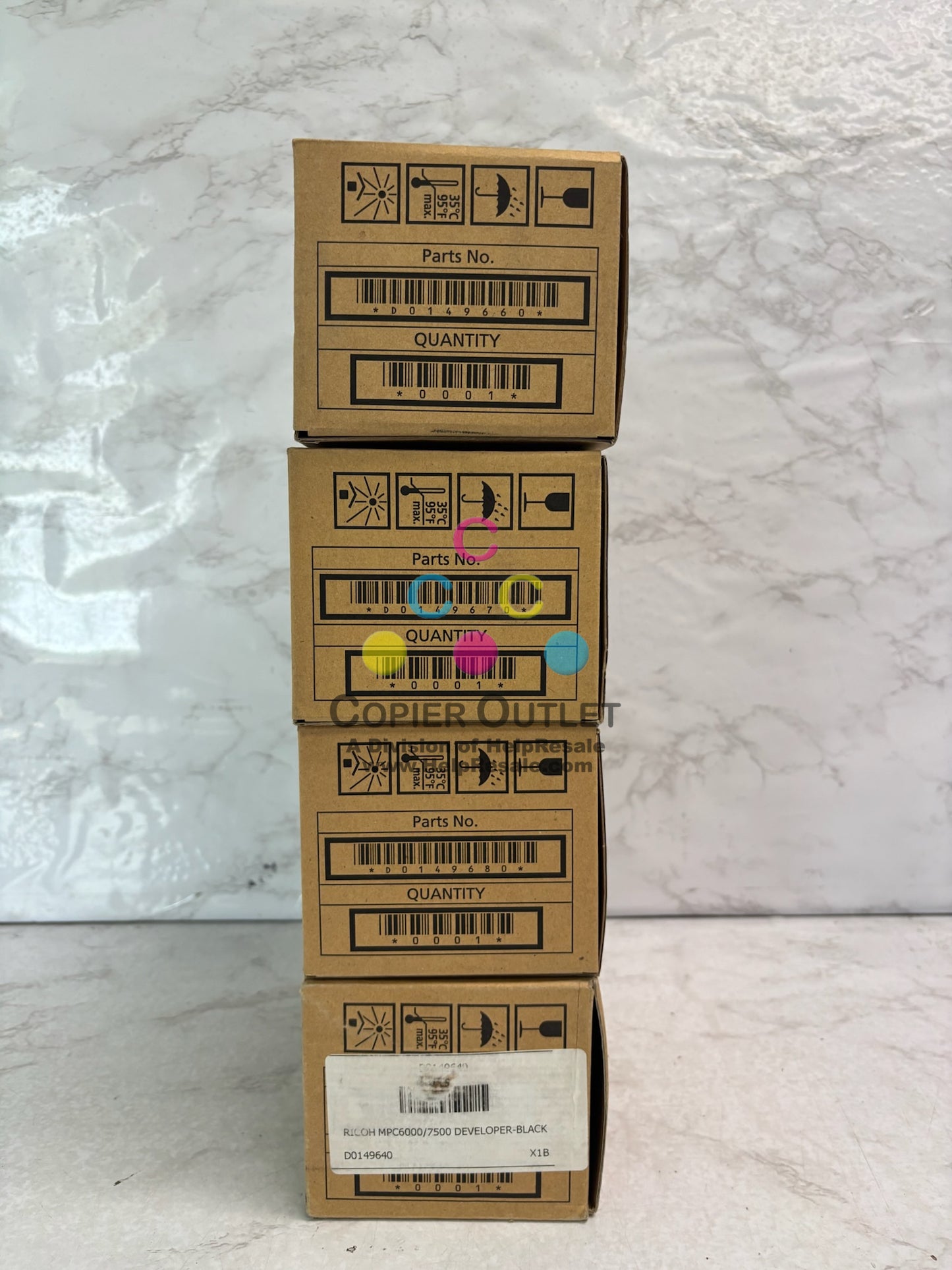 4 Genuine Ricoh MPC6000,7500 CMYK Developers D014-9640,9660,9670,9680