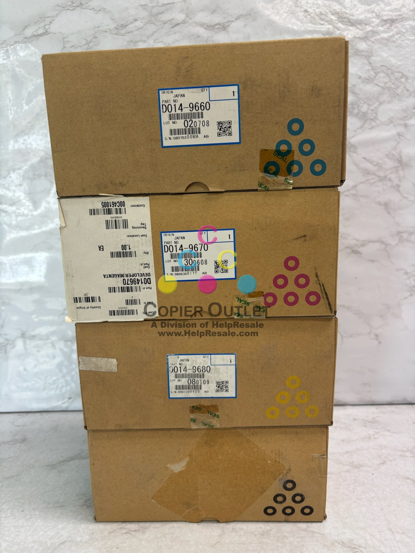 4 Genuine Ricoh MPC6000,7500 CMYK Developers D014-9640,9660,9670,9680