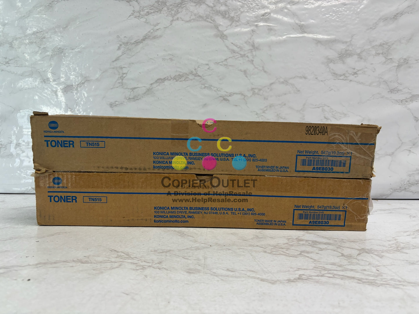 2 Genuine Konica Minolta BizHub 458, 558 Black Toners TN515K A9E8030 (Bad Boxes)