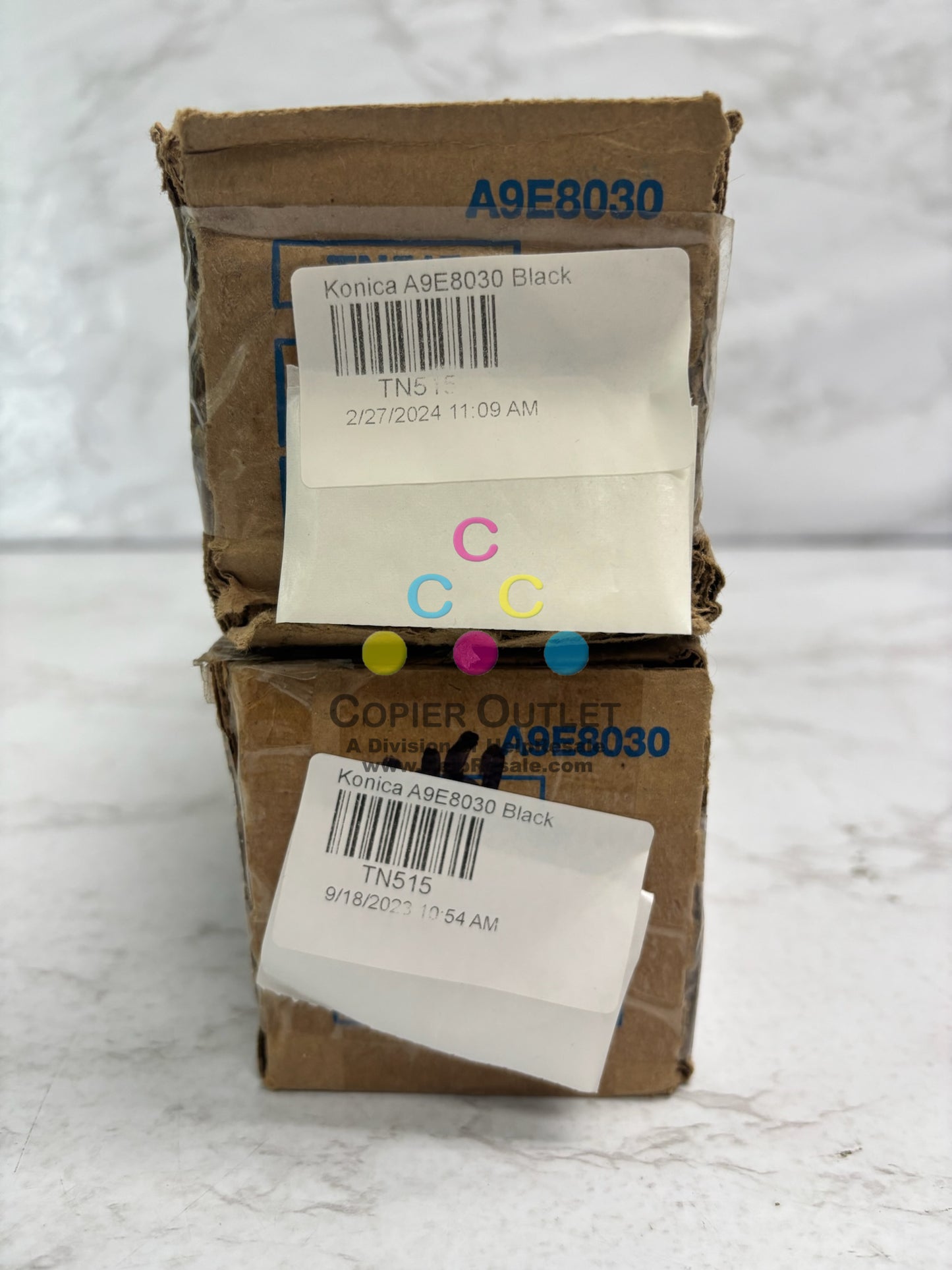 2 Genuine Konica Minolta BizHub 458, 558 Black Toners TN515K A9E8030 (Bad Boxes)