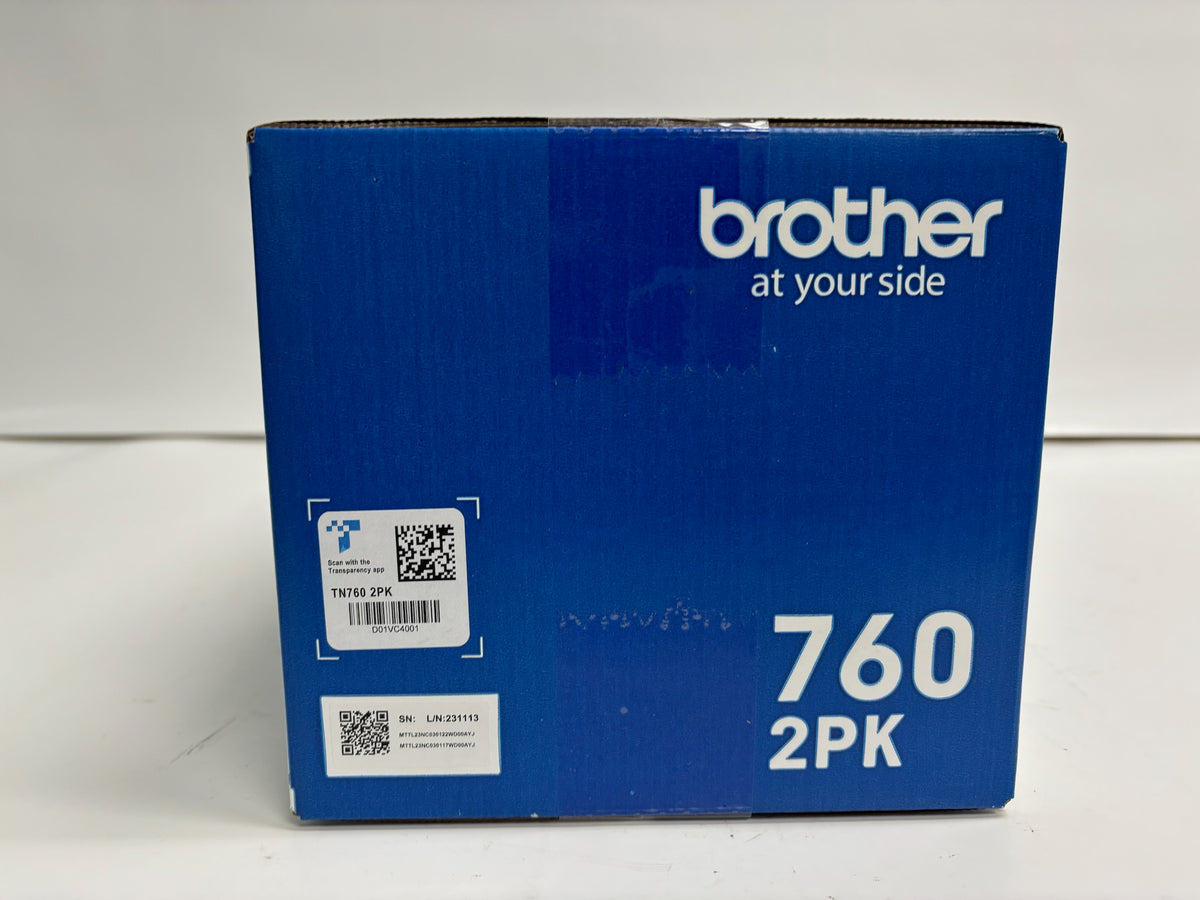 Genuine Brother DCP-L2550DW, HL-L2350DW TN-760, TN760 Black Toner (2 Pack)