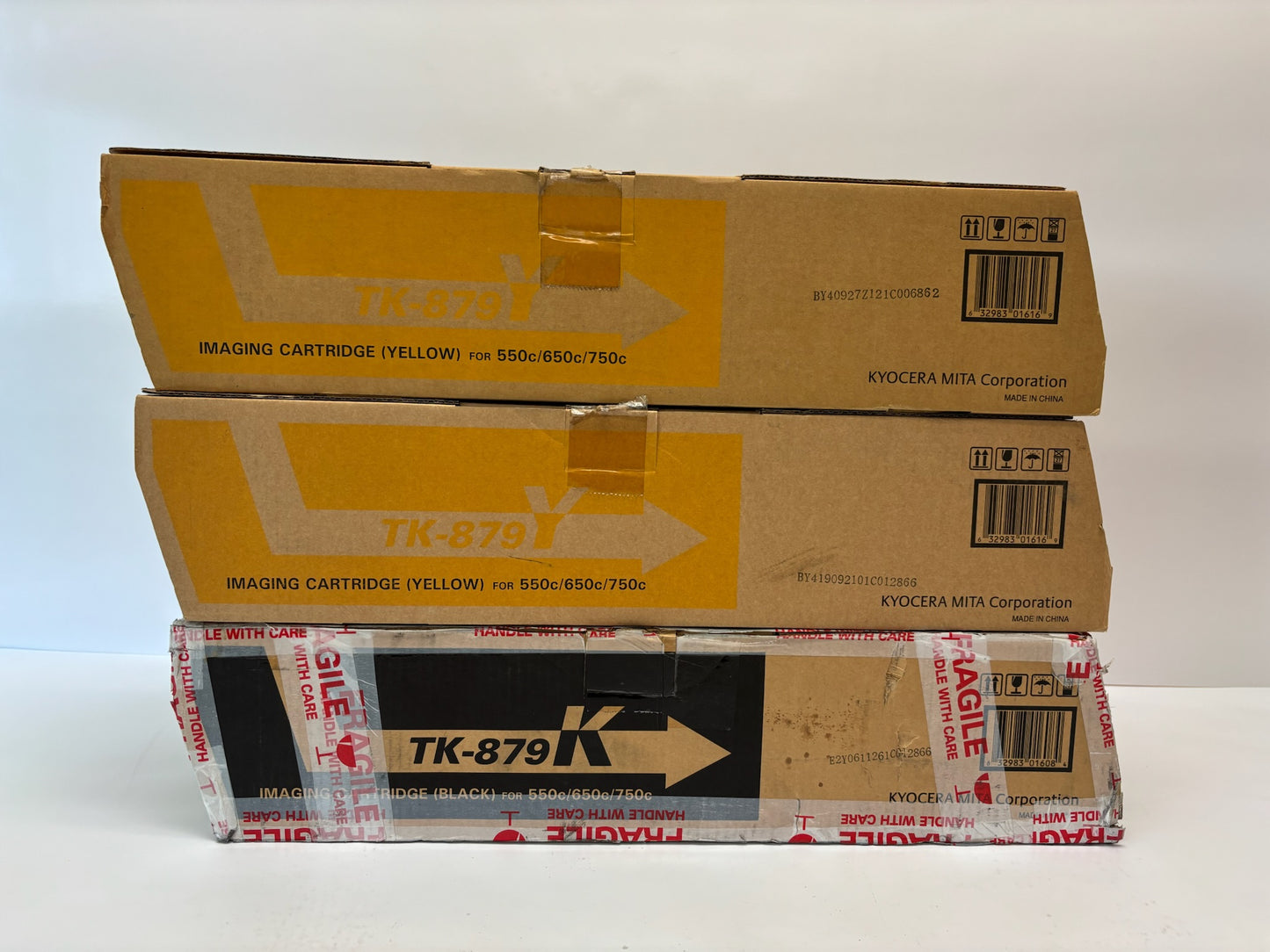 3 Open Genuine Copystar CS650c,CS550c,CS750c Yel & Black Toners TK-879Y, TK-879K