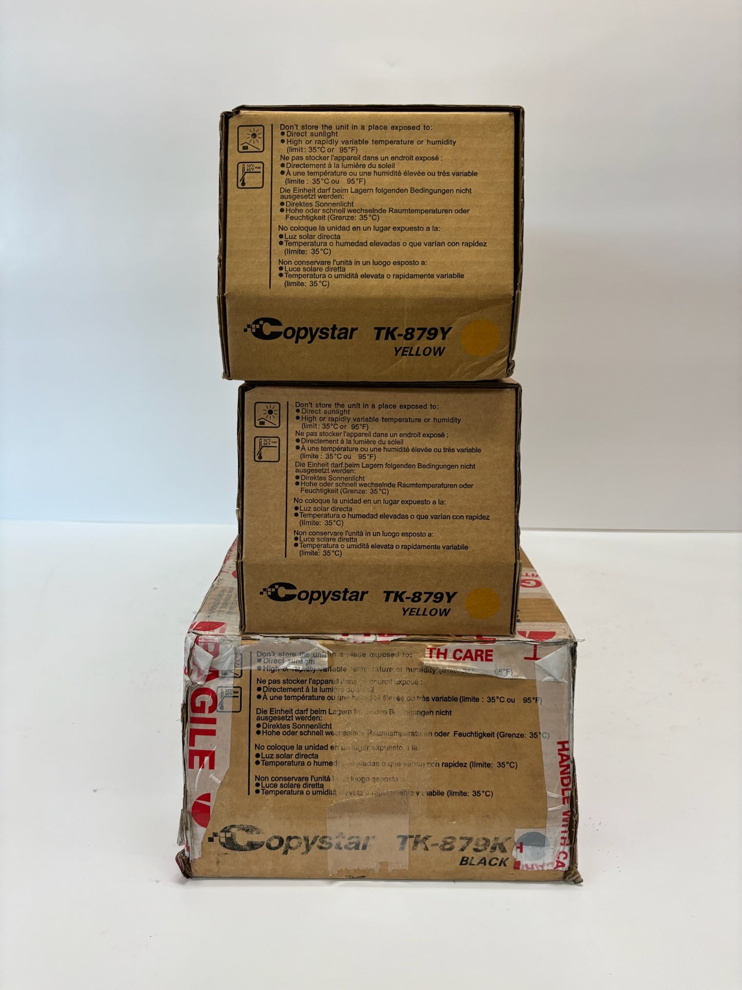3 Open Genuine Copystar CS650c,CS550c,CS750c Yel & Black Toners TK-879Y, TK-879K