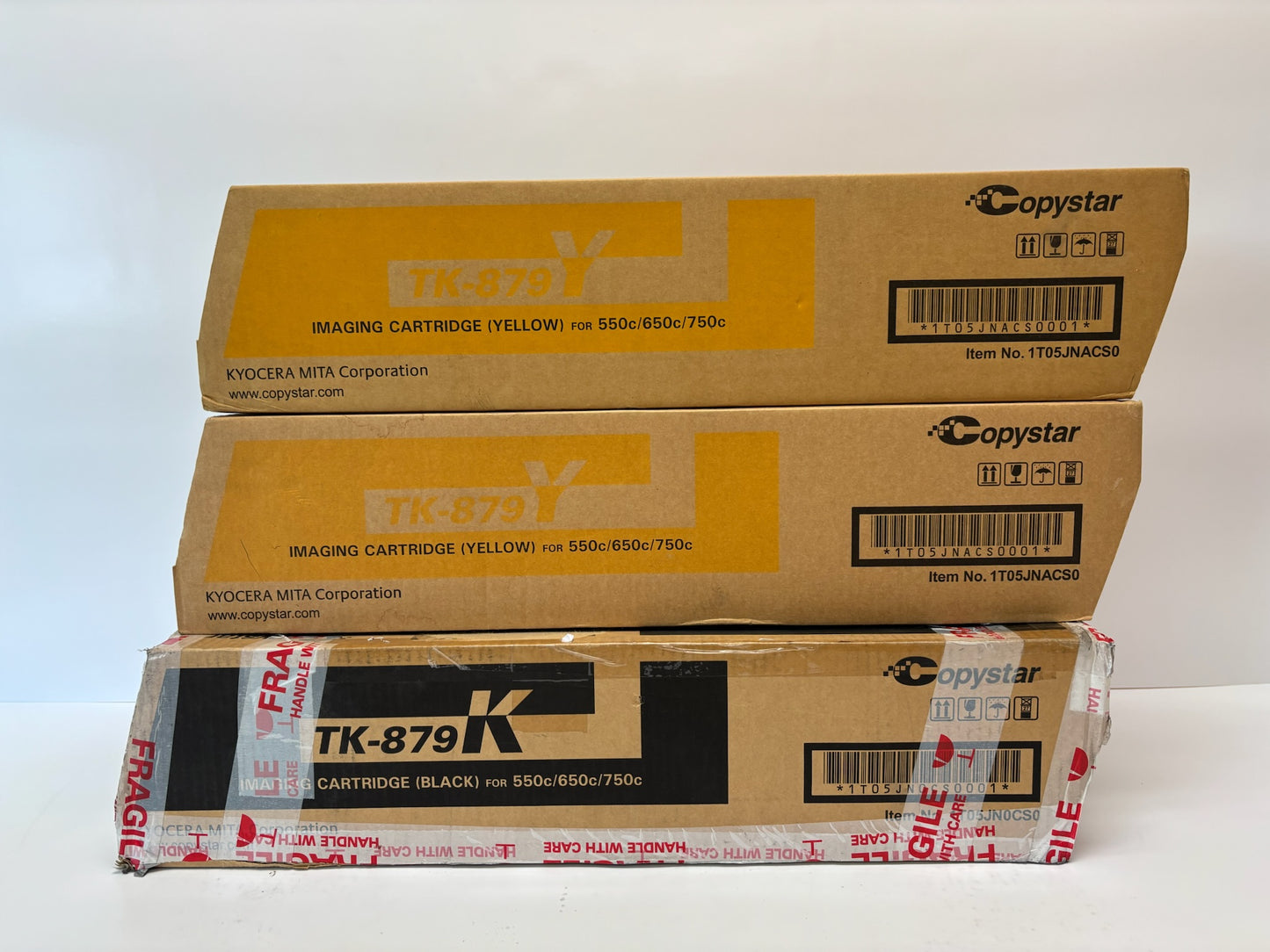 3 Open Genuine Copystar CS650c,CS550c,CS750c Yel & Black Toners TK-879Y, TK-879K