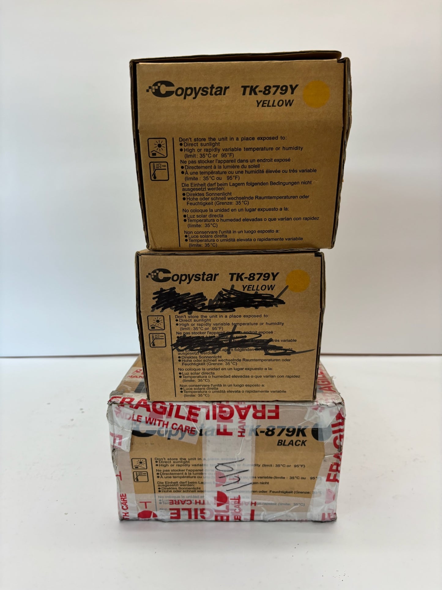 3 Open Genuine Copystar CS650c,CS550c,CS750c Yel & Black Toners TK-879Y, TK-879K