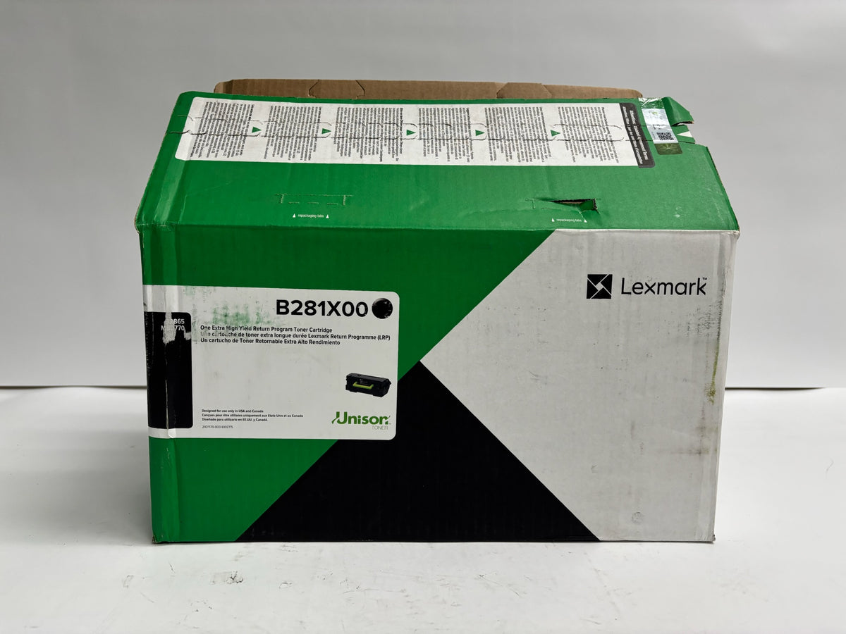 Genuine Lexmark B2865, MB2770 Extra H.Y Black Toner B281X00, Open with Seal