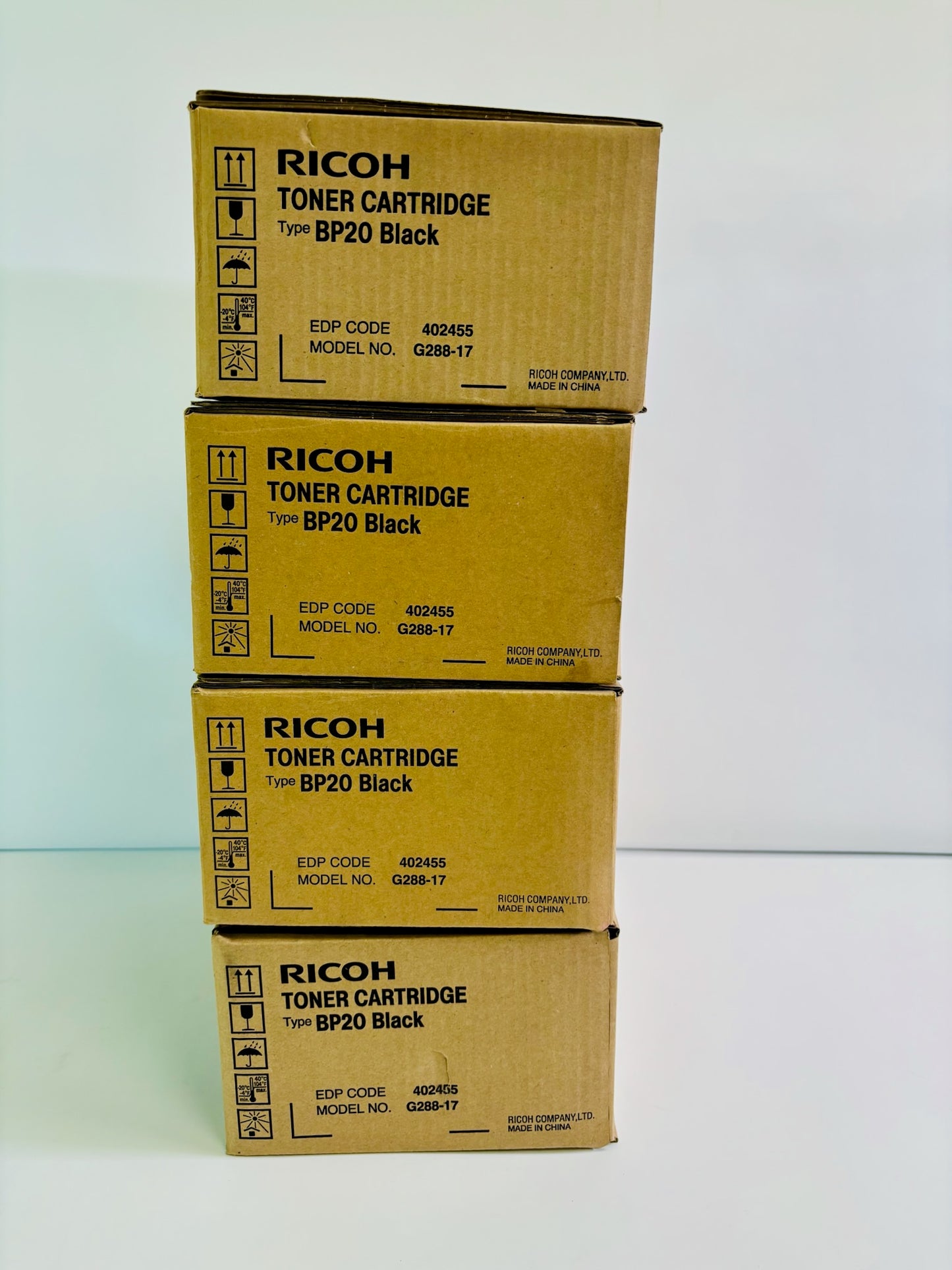4 Genuine Ricoh Aficio BP20  Black Toner Cartridge Type BP20, 402455, G288-17