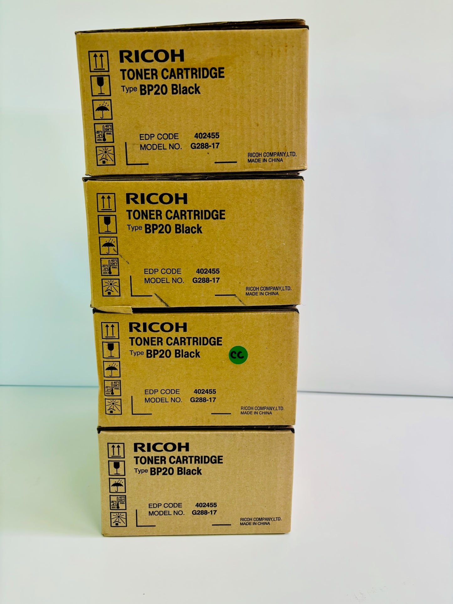 4 Genuine Ricoh Aficio BP20  Black Toner Cartridge Type BP20, 402455, G288-17