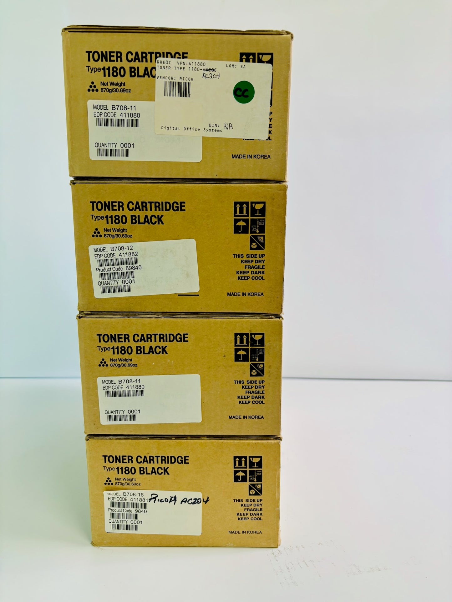 4 Genuine Ricoh DSM-515PFC Black Toner Cartridge Type 1180, B708-11, 89840