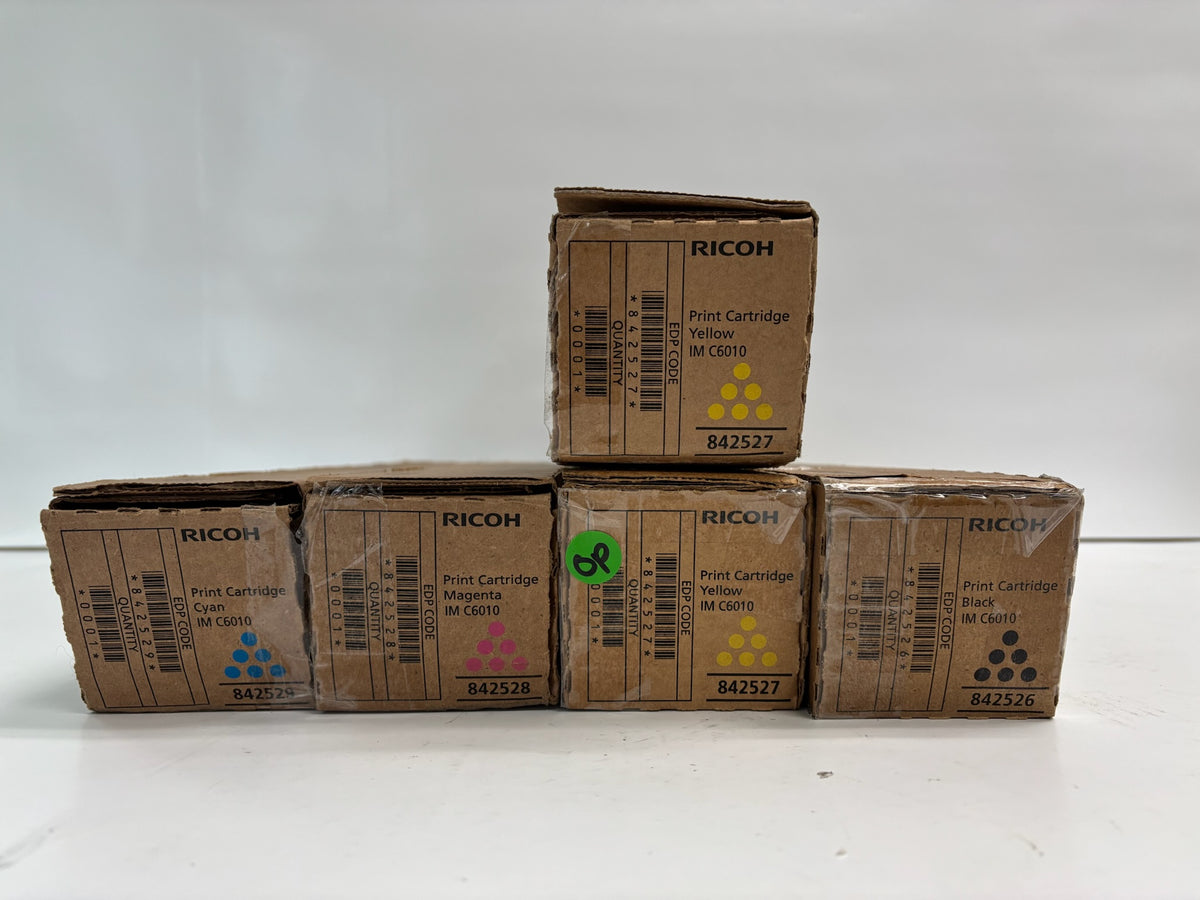 5 Genuine Ricoh IMC4510,IMC6010 CMYYK Toners 842526, 842527, 842528, 842529