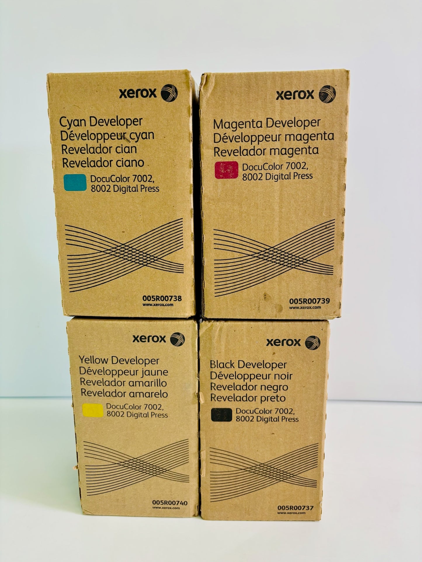 4 Genuine Xerox DocuColor 7002 8002 CMYK Developer 005R00737, 738, 739, 740