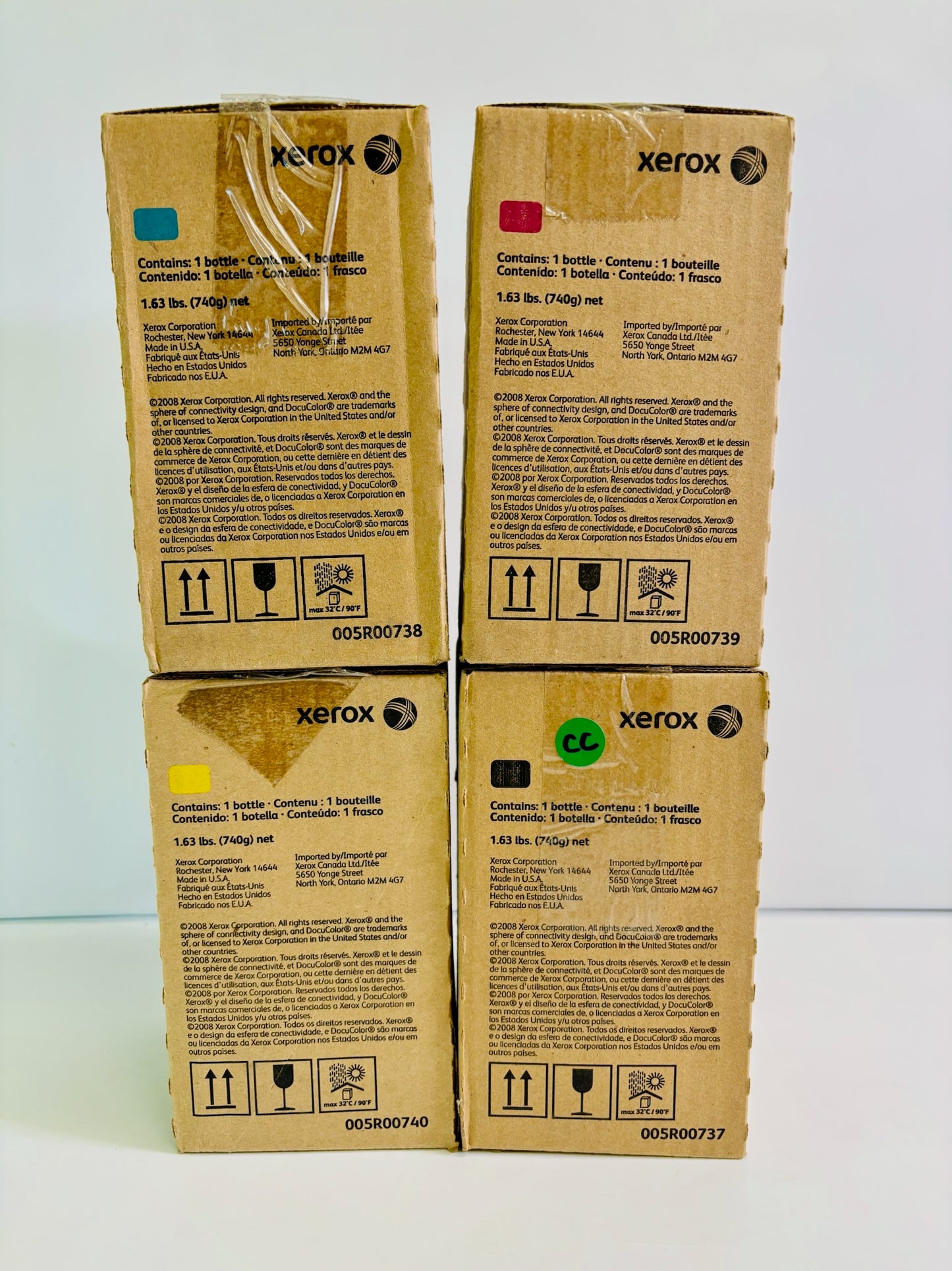 4 Genuine Xerox DocuColor 7002 8002 CMYK Developer 005R00737, 738, 739, 740