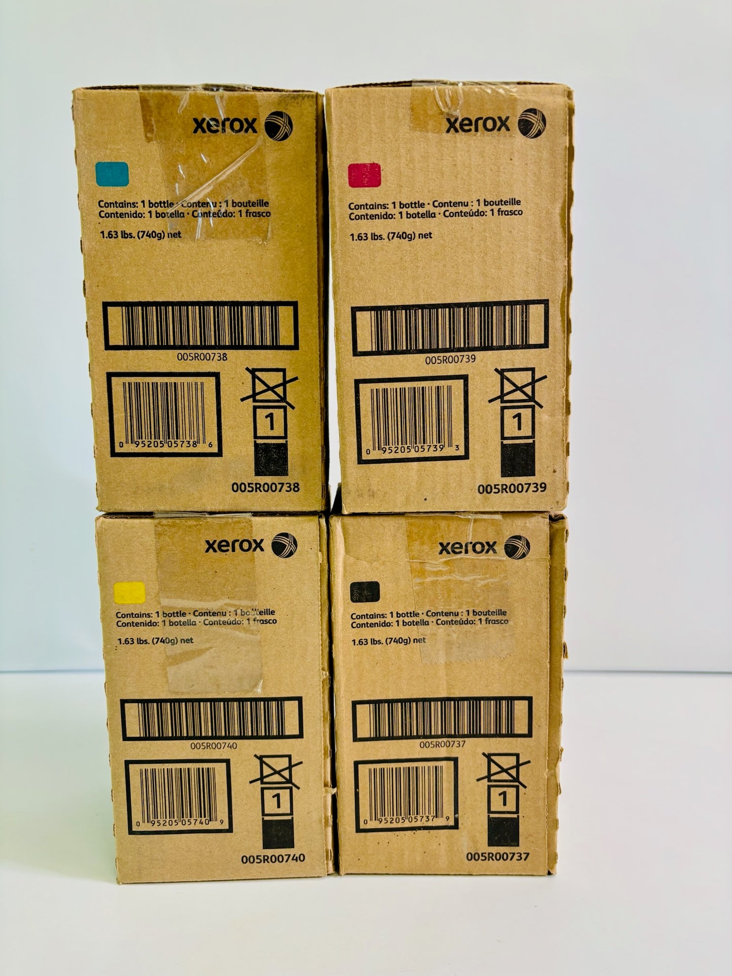 4 Genuine Xerox DocuColor 7002 8002 CMYK Developer 005R00737, 738, 739, 740
