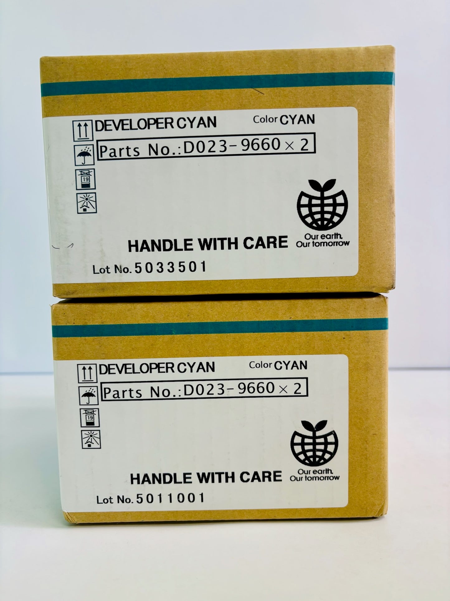 2 Genuine Ricoh Aficio MP C2800, C2800SPF Cyan Developer D023-9660, D0239660