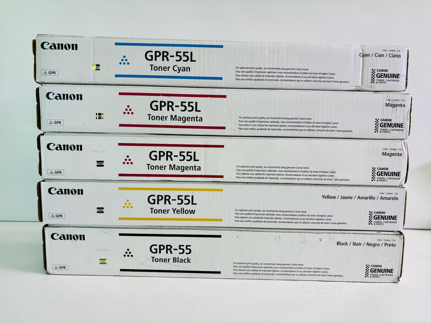 5 Genuine Canon iR Advance C5535i, C5540i CMMYK Toner GPR-55L, GPR55K