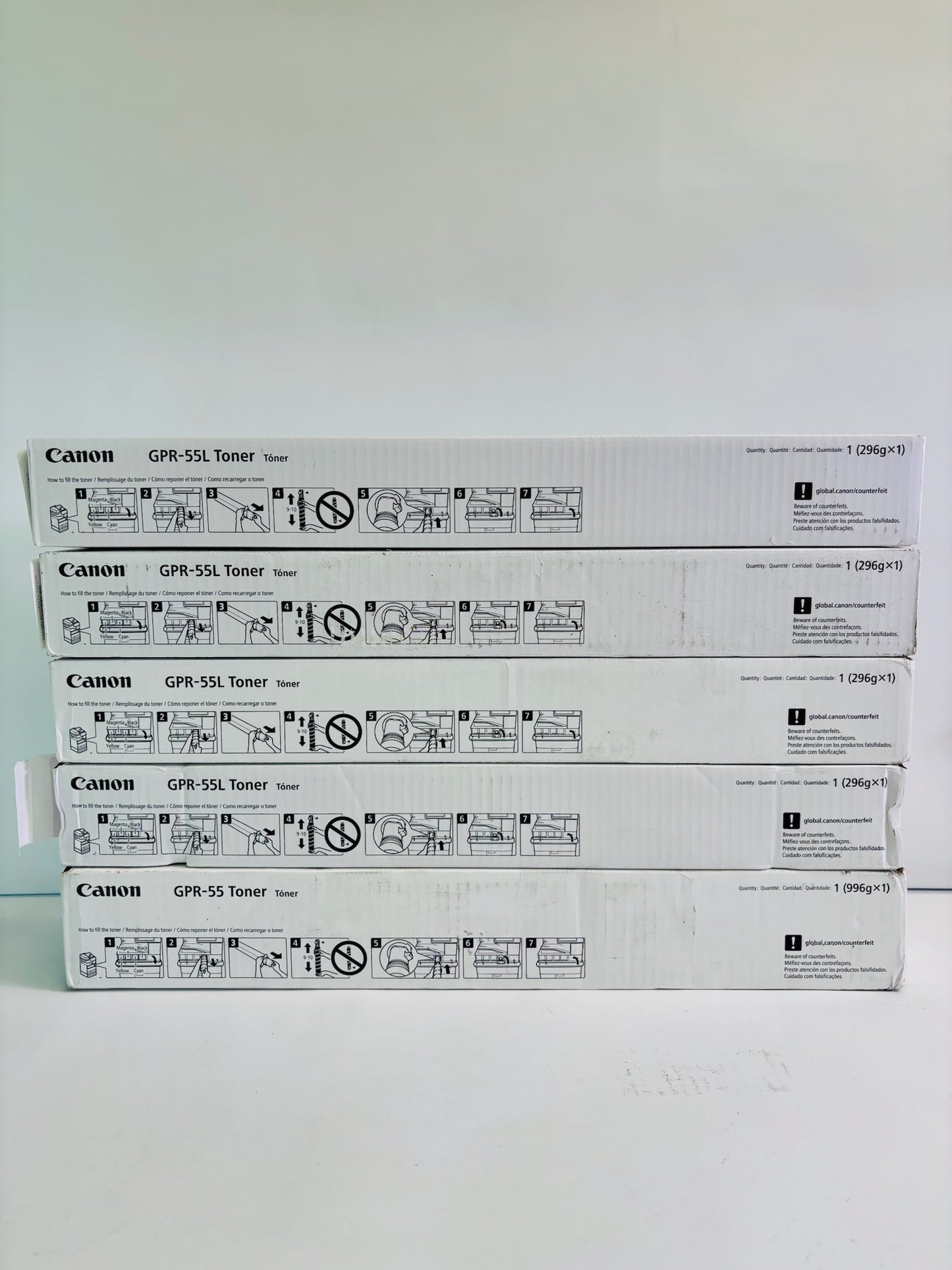 5 Genuine Canon iR Advance C5535i, C5540i CMMYK Toner GPR-55L, GPR55K