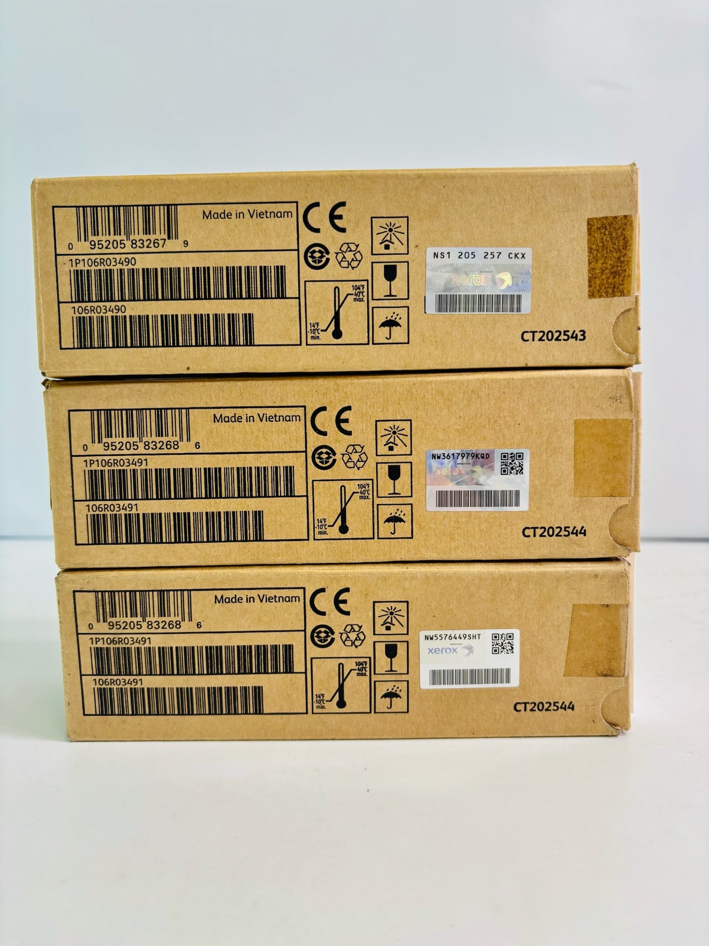 3 Open OEM Xerox Phaser 6510, 6515 MYY Metered Toner 106R03490, 106R03491