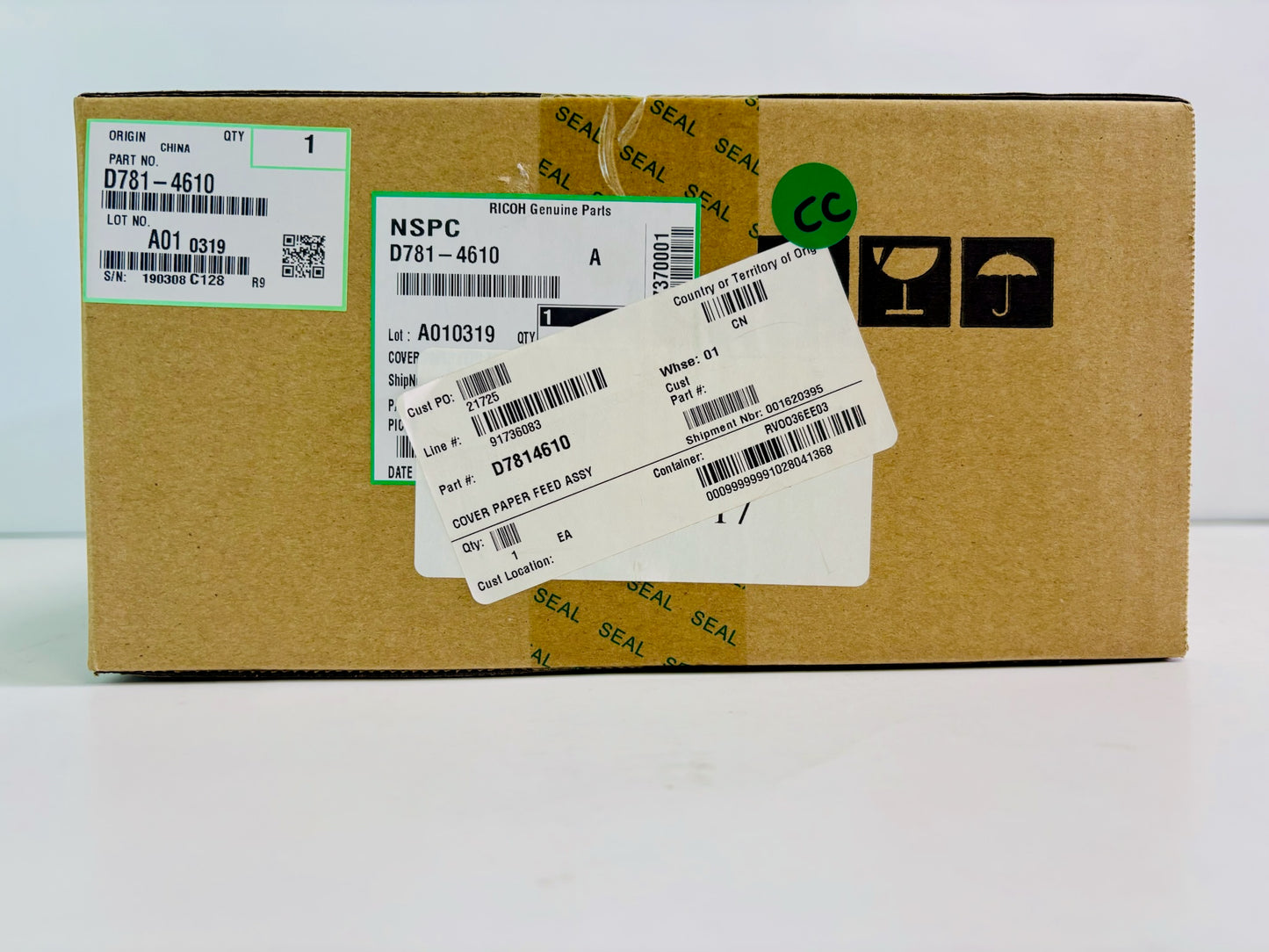 Genuine Ricoh Aficio MP C300, C300SR ADF Feed Cover D781-4610, D7814610