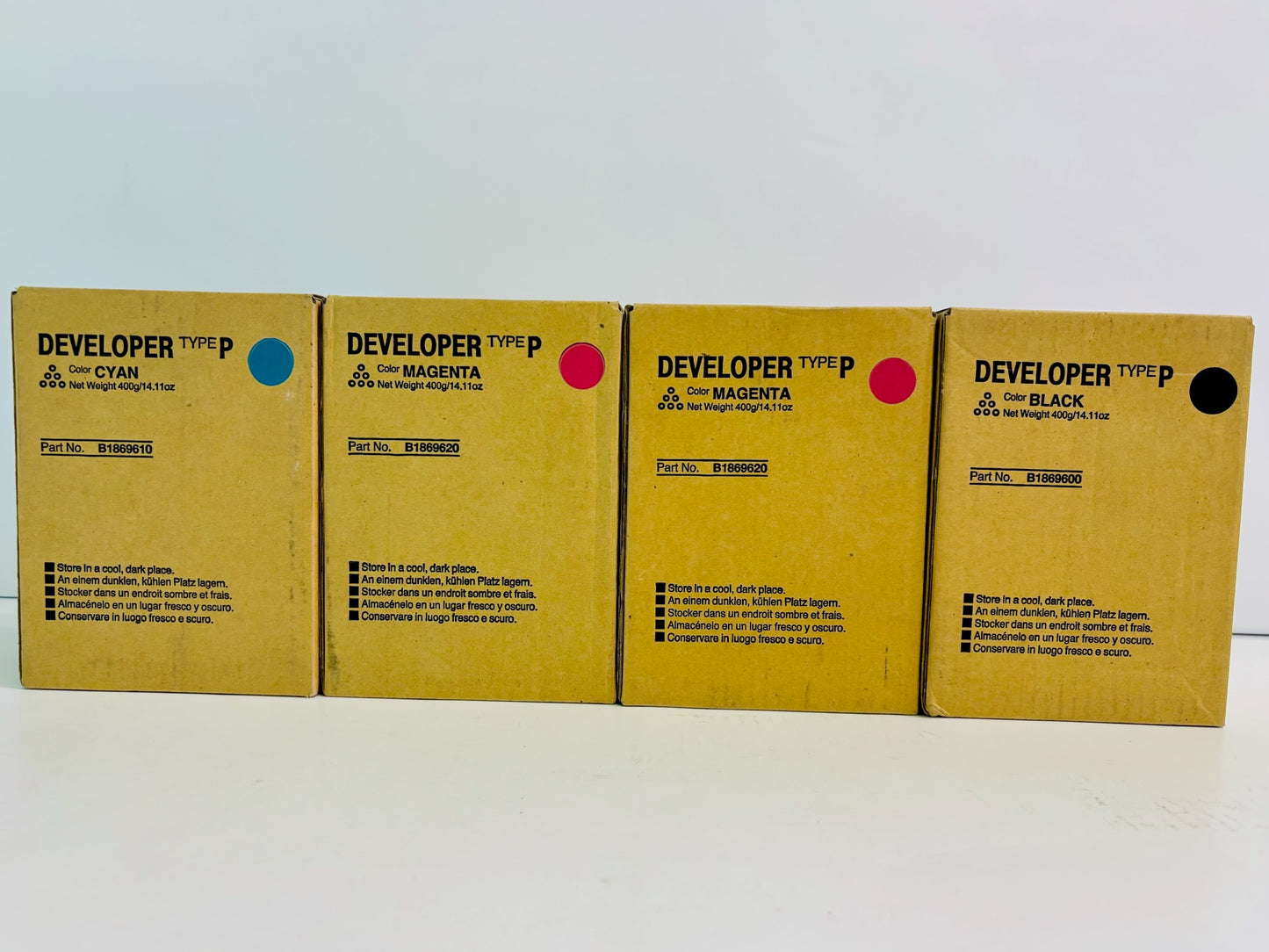4 Genuine Ricoh AFICIO COLOR 3131 CMMK Developer B1869600, B1869610, B1869620