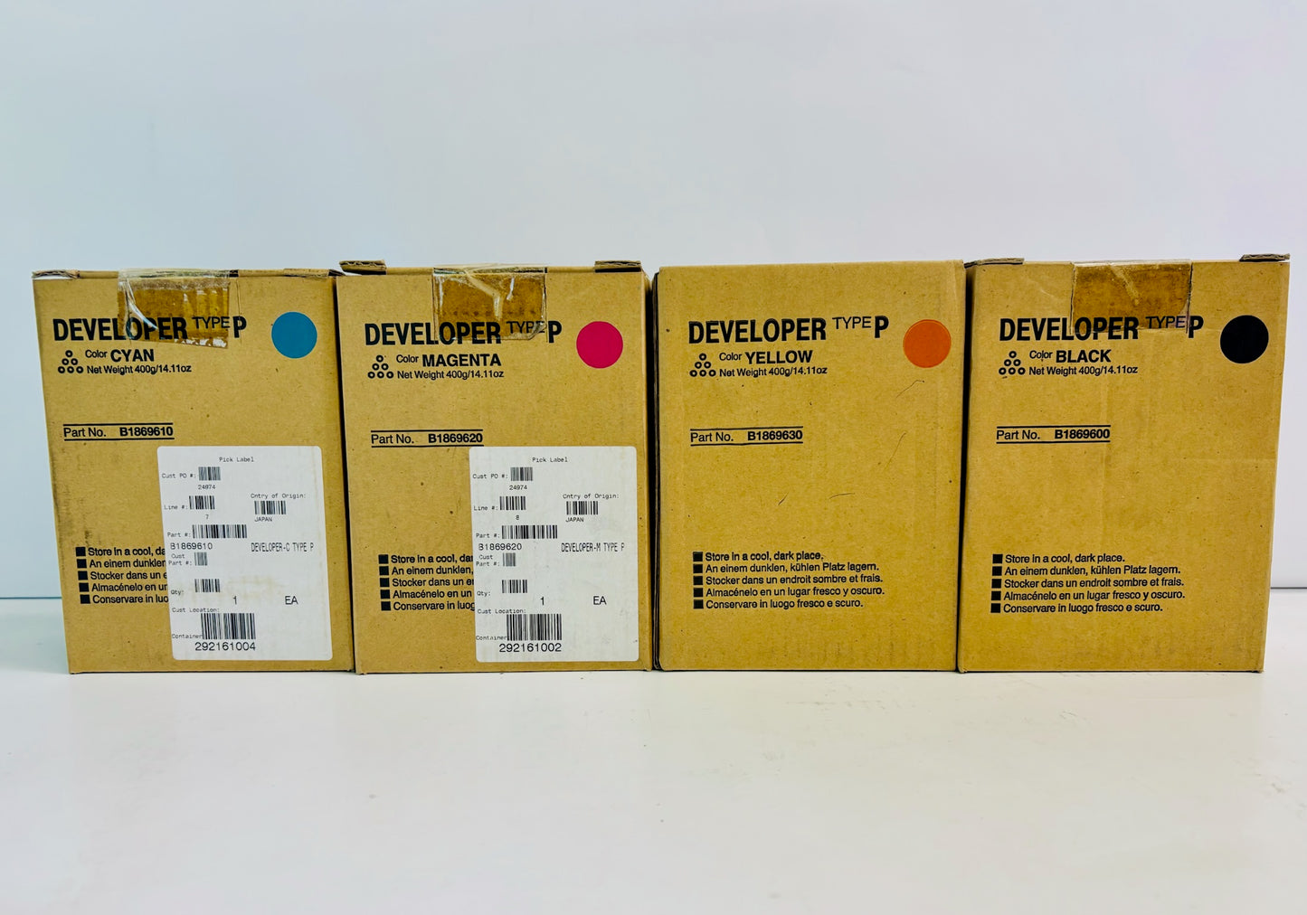 4 Genuine Ricoh AFICIO COLOR 3131 CMYK Developer B1869600, 9610,9620,9630