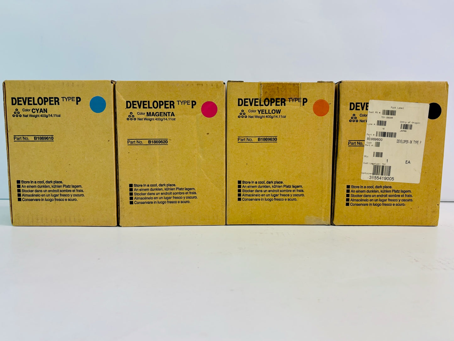 4 Genuine Ricoh AFICIO COLOR 3131 CMYK Developer B1869600, 9610,9620,9630