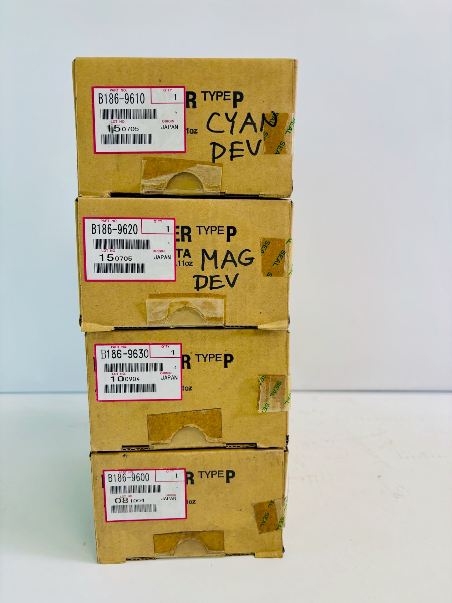 4 Genuine Ricoh AFICIO COLOR 3131 CMYK Developer B1869600, 9610,9620,9630