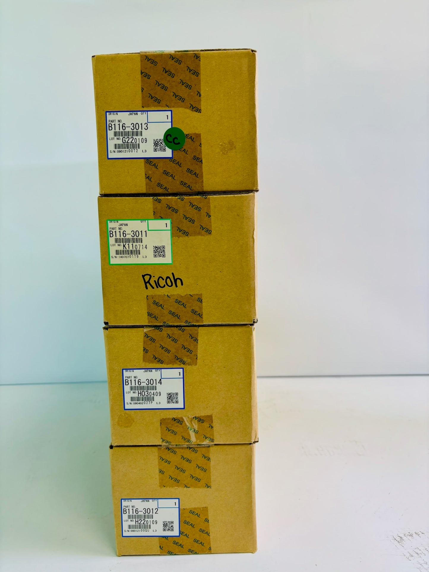 4 Genuine Ricoh AFICIO 2228C, 2232C CMYK Developer B116-3011,3012,3013,3014