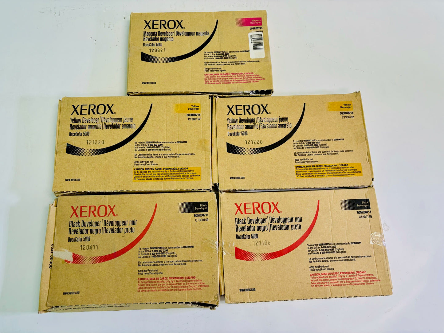 5 Cosmetic Genuine Xerox DocuColor 5000 MYYKK Developer 005R0711,713,714