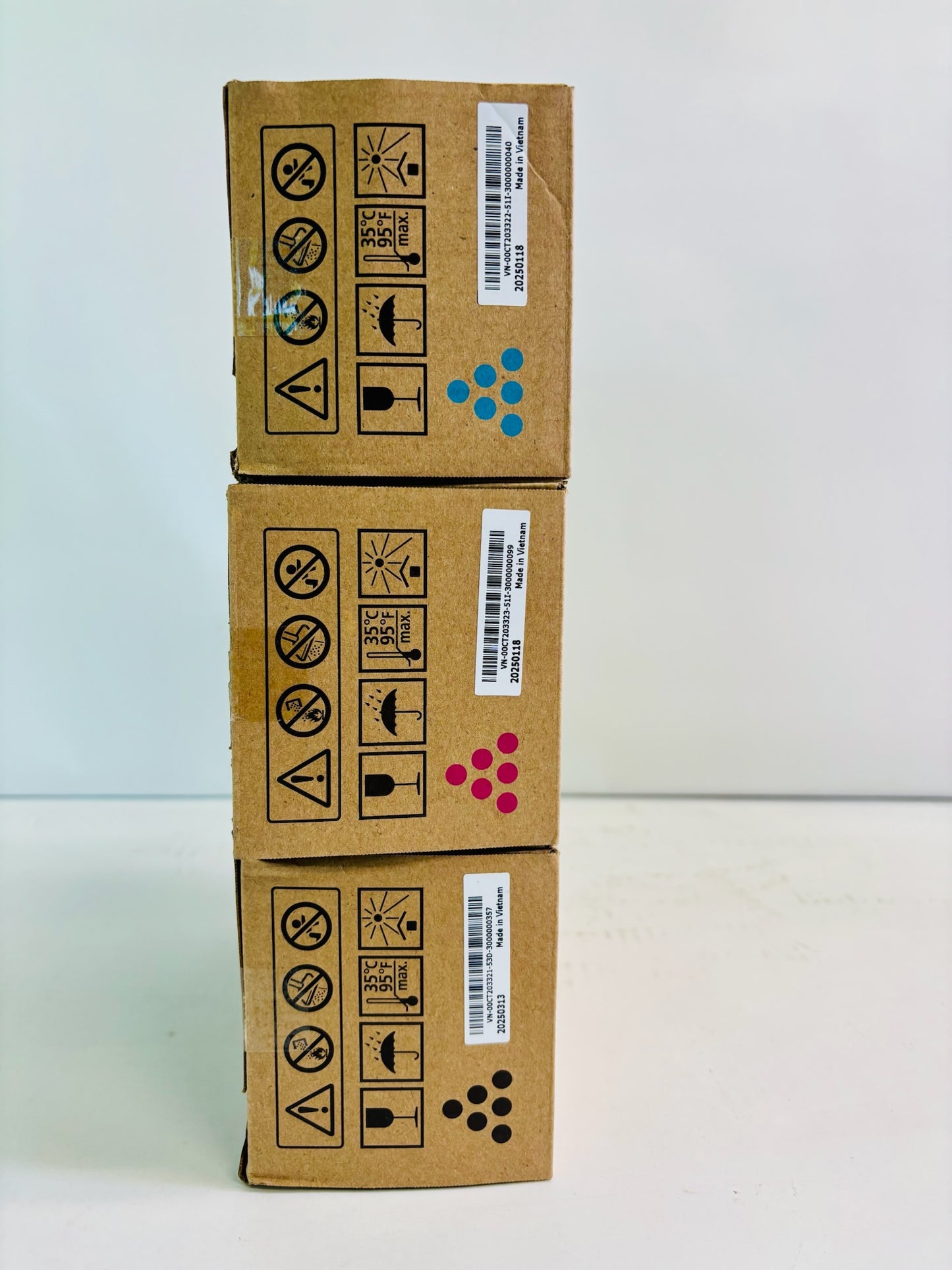 3 Open Genuine Ricoh IM C530FB Cyan, Magenta & Black Toner 418236,418237,418238