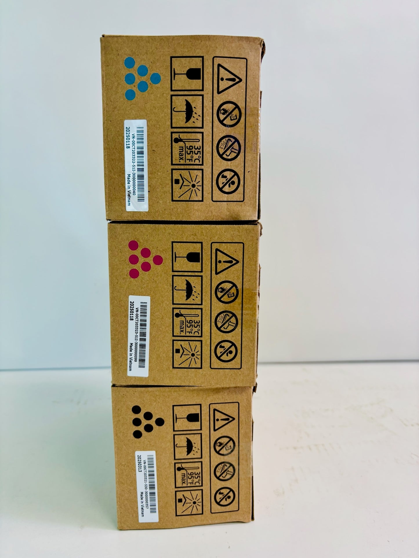 3 Open Genuine Ricoh IM C530FB Cyan, Magenta & Black Toner 418236,418237,418238