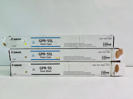 3 Open Genuine Canon iR Advance C5540i II Cyan & Black Toner GPR-55LC, GPR55K