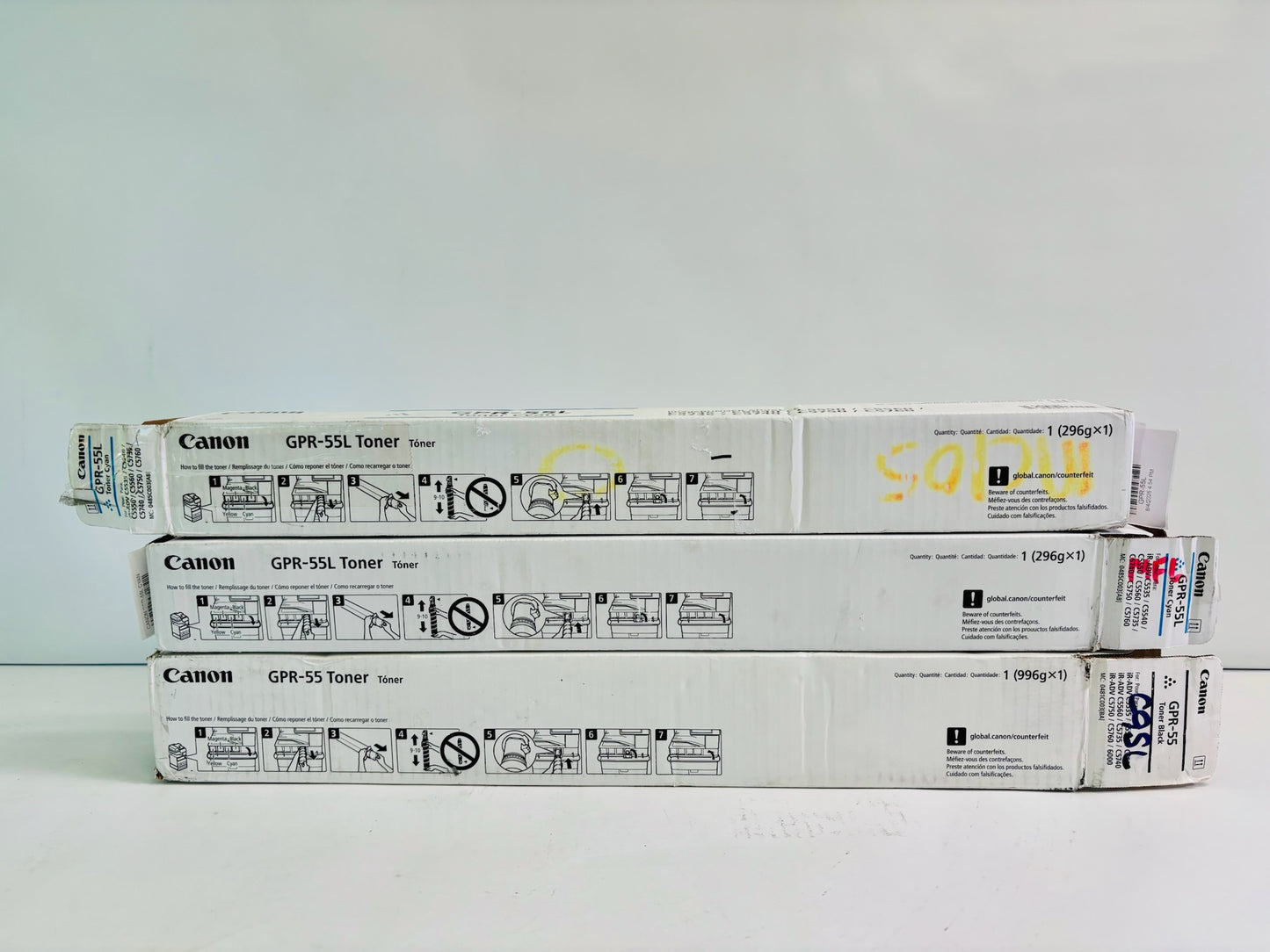 2 Open Genuine Canon iR Advance C5540i II Cyan & Black Toner GPR-55LC, GPR55K