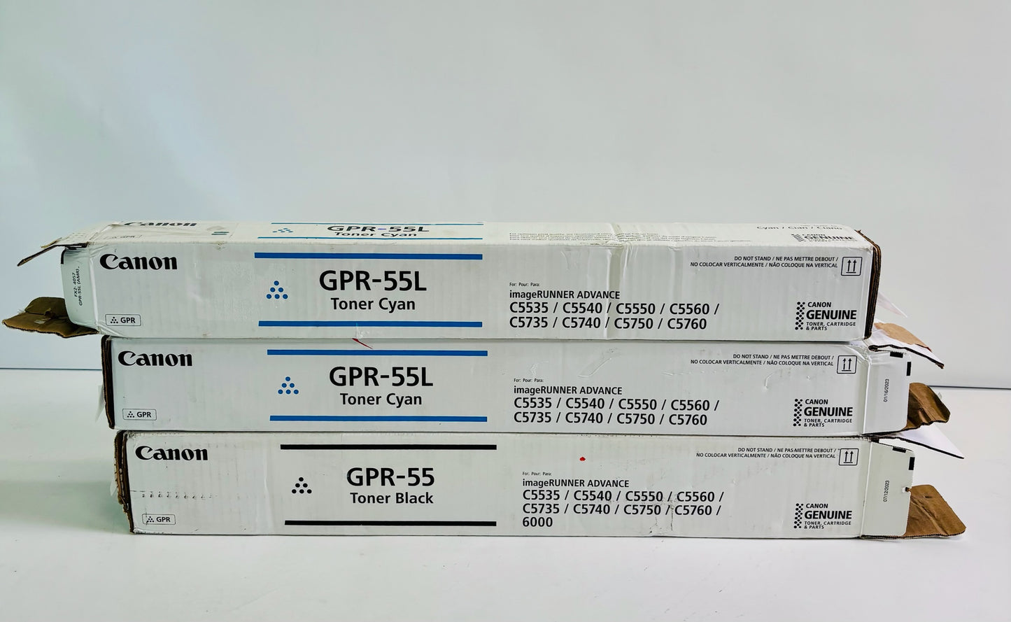2 Open Genuine Canon iR Advance C5540i II Cyan & Black Toner GPR-55LC, GPR55K