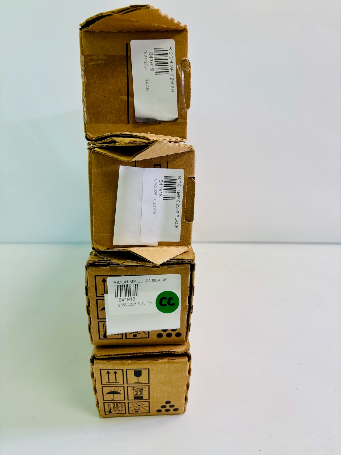 4 Cosmetic Genuine Ricoh MP C2003, C2004 Yellow & Black Toner 841918, 841919
