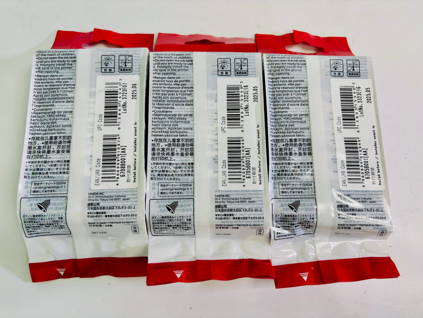 3 Genuine Canon imagePROGRAF iPF670 MFP L24 Yellow & Black Ink PFI-107 (2025)
