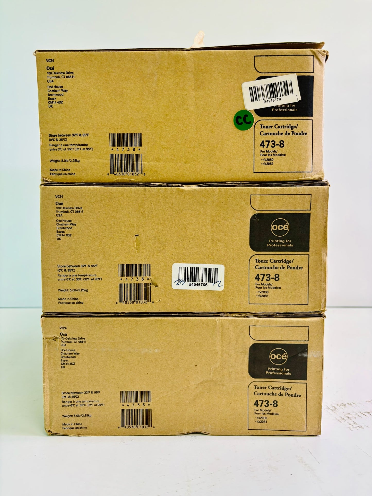 3 Genuine Oce FX 2080, 2081 Black Toner Cartridge 473-8, 4738
