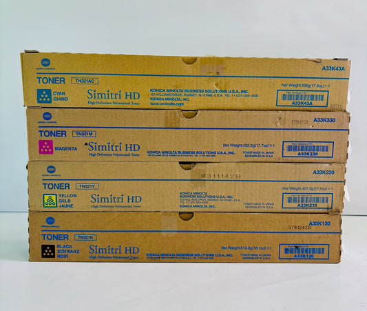 4 Genuine Cosmetic Konica Minolta bizhub C224, C224e CMYK Toner TN321
