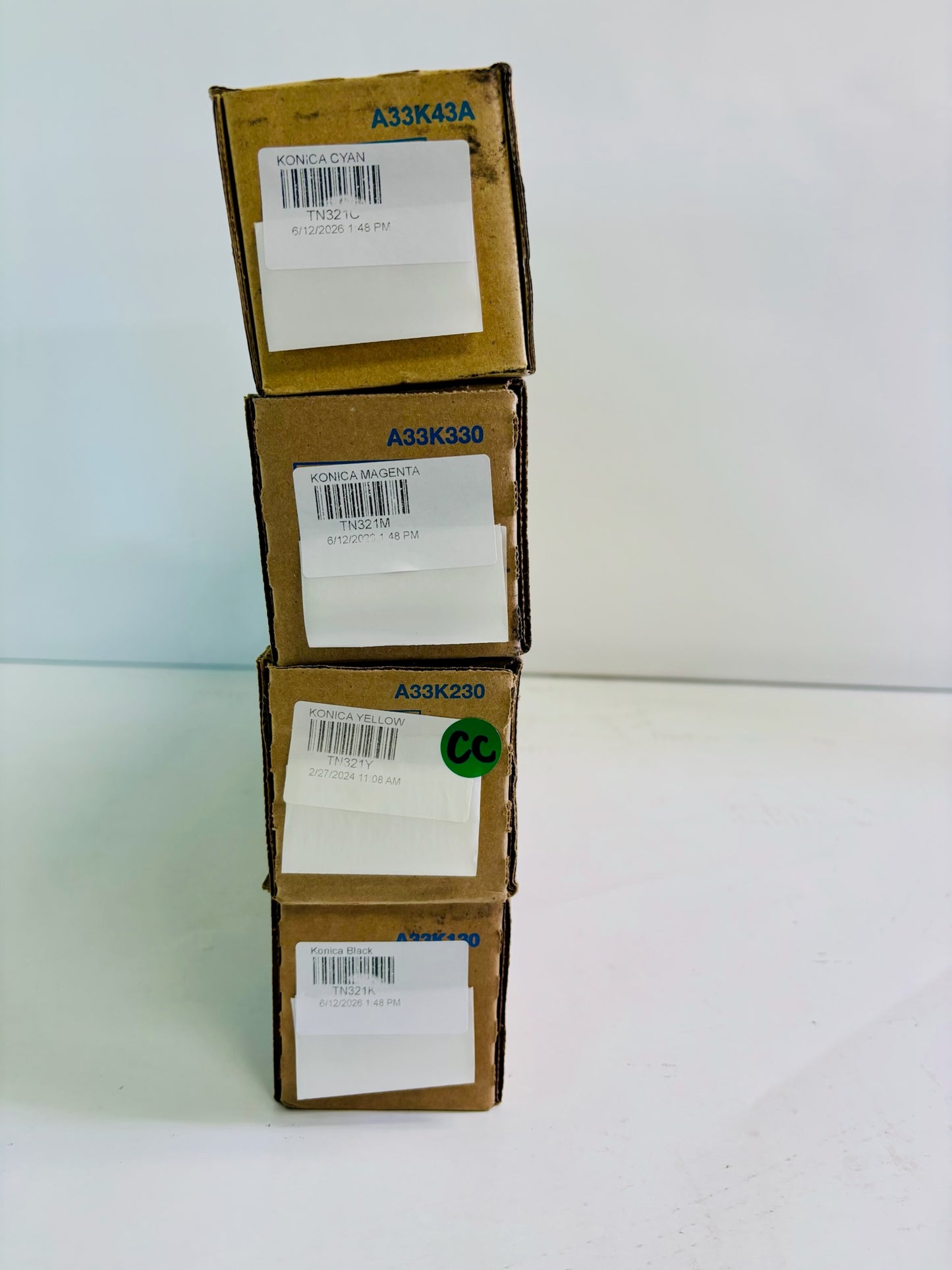 4 Genuine Cosmetic Konica Minolta bizhub C224, C224e CMYK Toner TN321