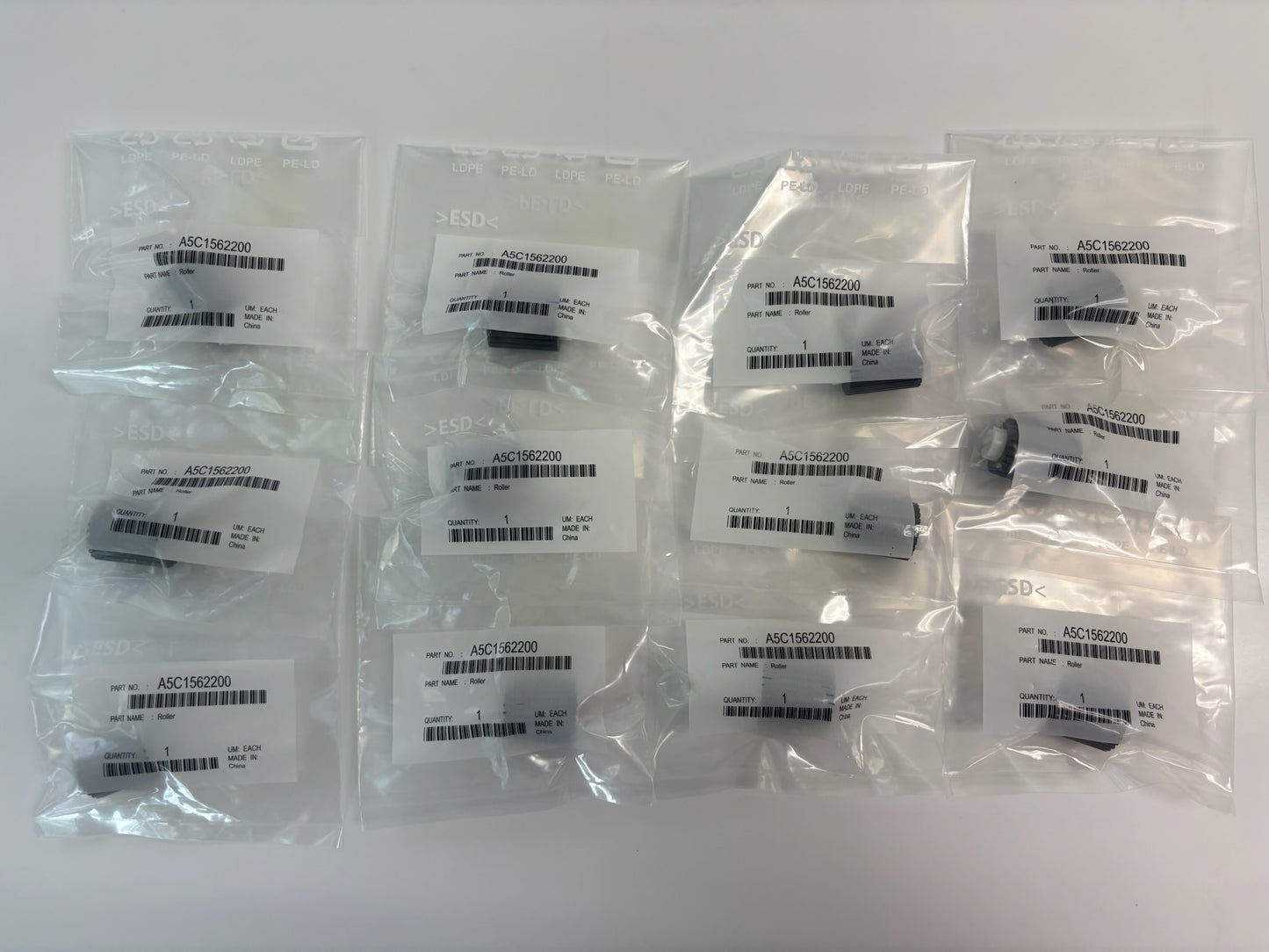 12 Genuine Konica BH 223,224e,227,283 New Style Ribbed Pickup Roller A5C1562200