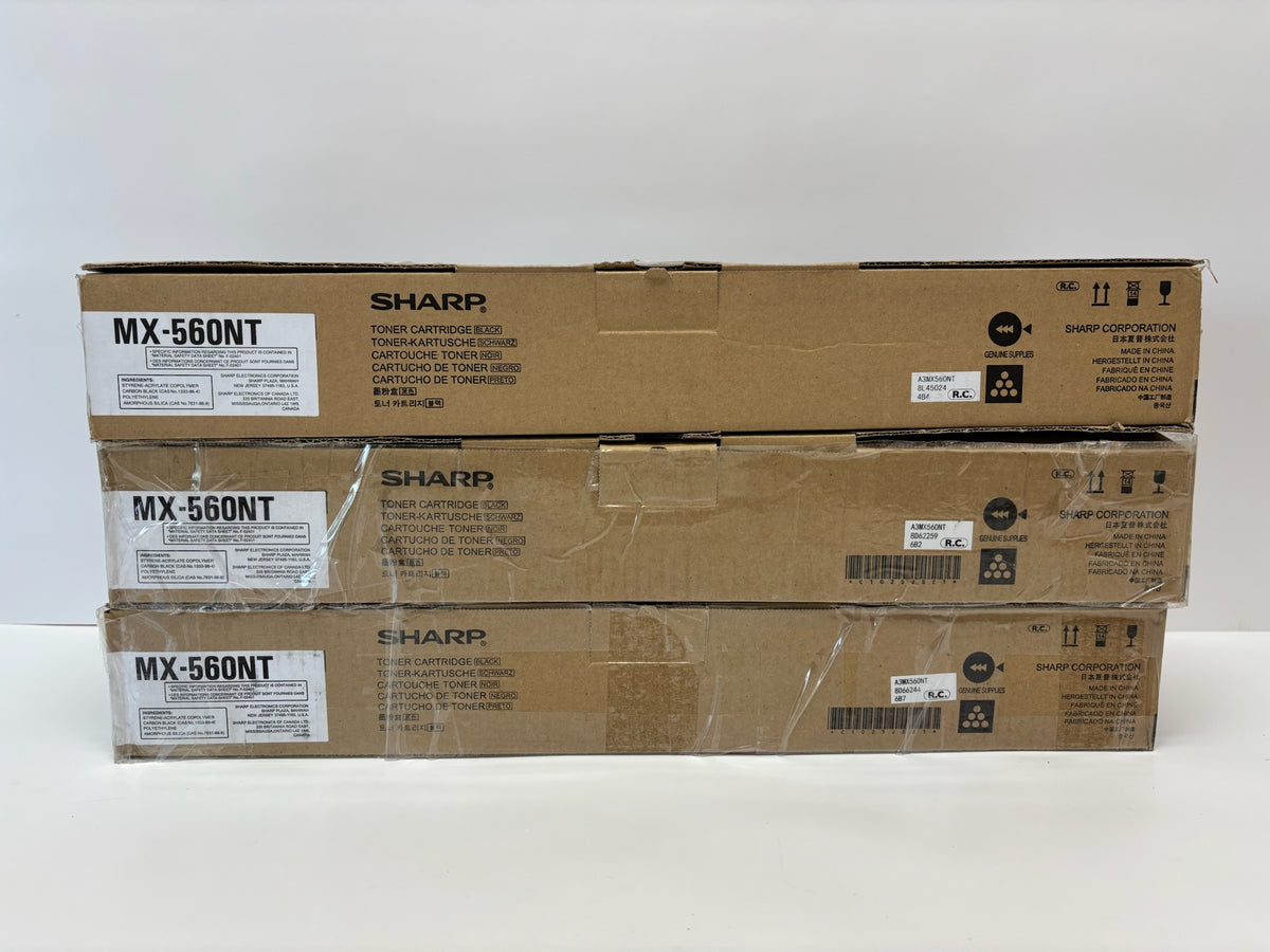 3 Genuine Sharp MX-M2630,M2651,M3050,M3051 Black Toners MX560NT, MX-560NT