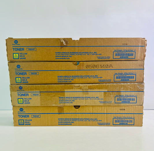 Lot Of 4 Genuine Konica Bizhub C458, C558, C658 Yellow Toner TN514Y