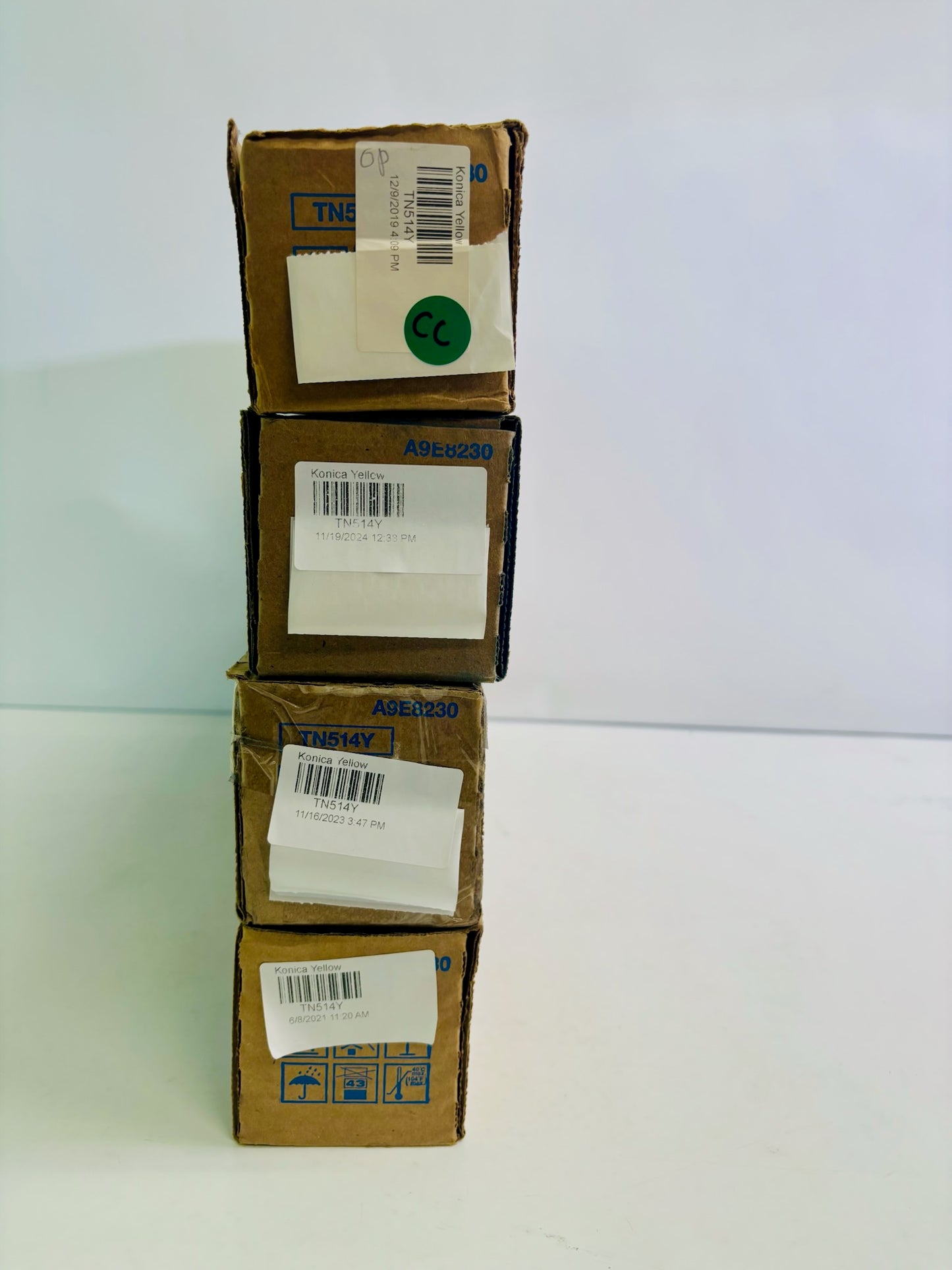 Lot Of 4 Genuine Konica Bizhub C458, C558, C658 Yellow Toner TN514Y
