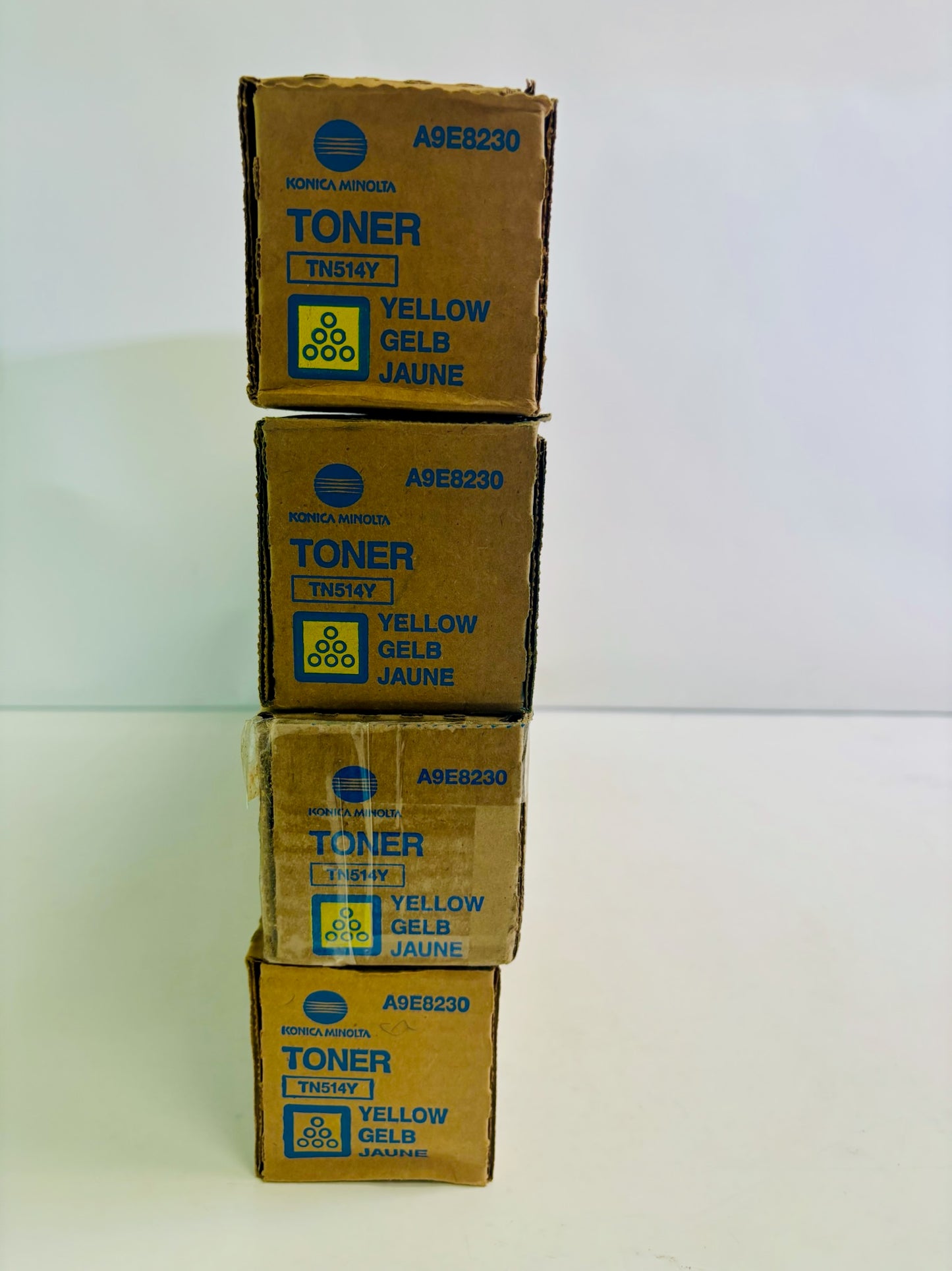 Lot Of 4 Genuine Konica Bizhub C458, C558, C658 Yellow Toner TN514Y
