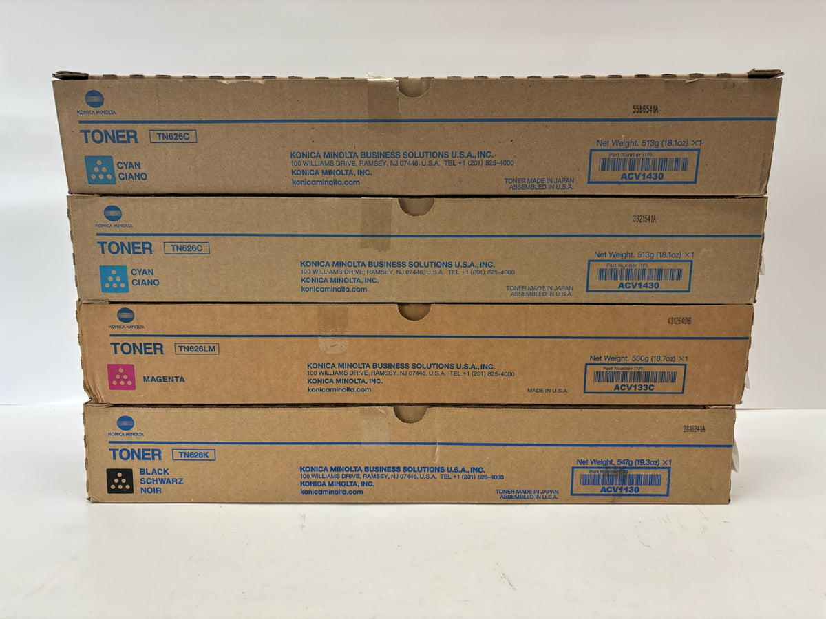 4 Genuine Konica Bizhub C450i/C550i/C650i TN626CCMK (TN626LM) Toners