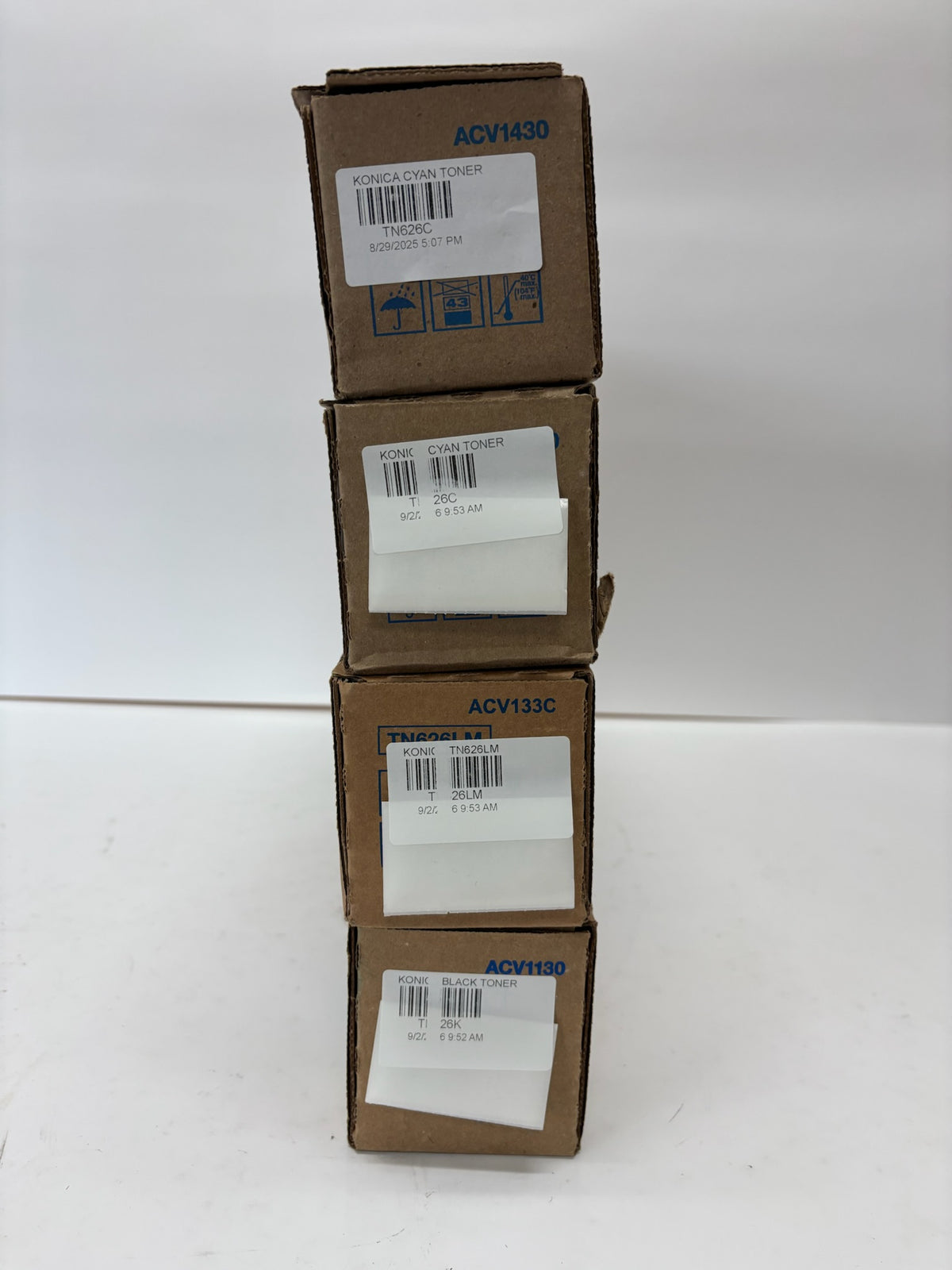 4 Genuine Konica Bizhub C450i/C550i/C650i TN626CCMK (TN626LM) Toners
