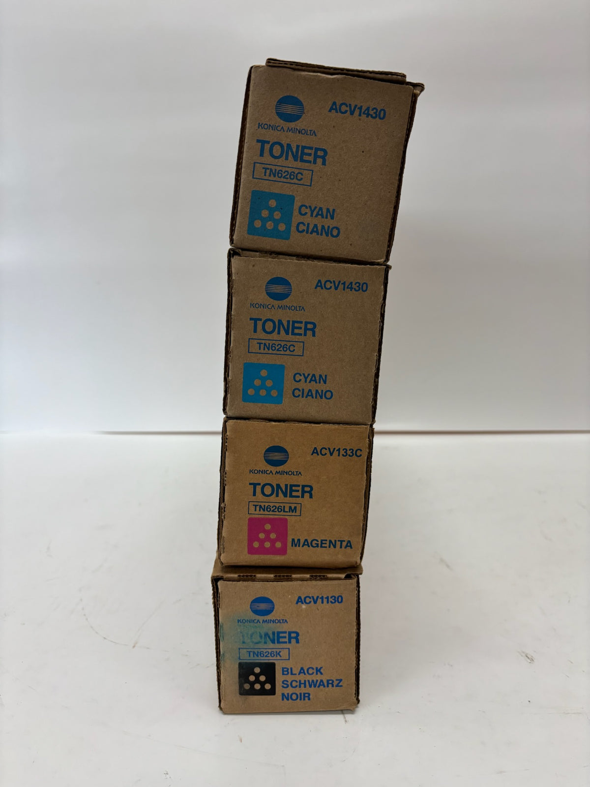 4 Genuine Konica Bizhub C450i/C550i/C650i TN626CCMK (TN626LM) Toners